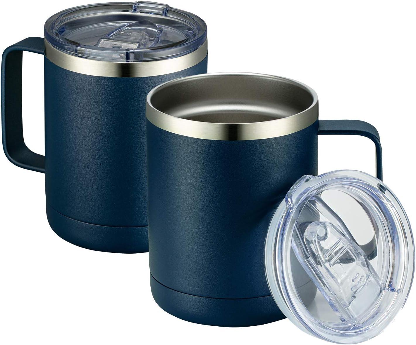 12oz Navy Stainless Steel Insulated Travel Tumbler with Handle, 2 Pack