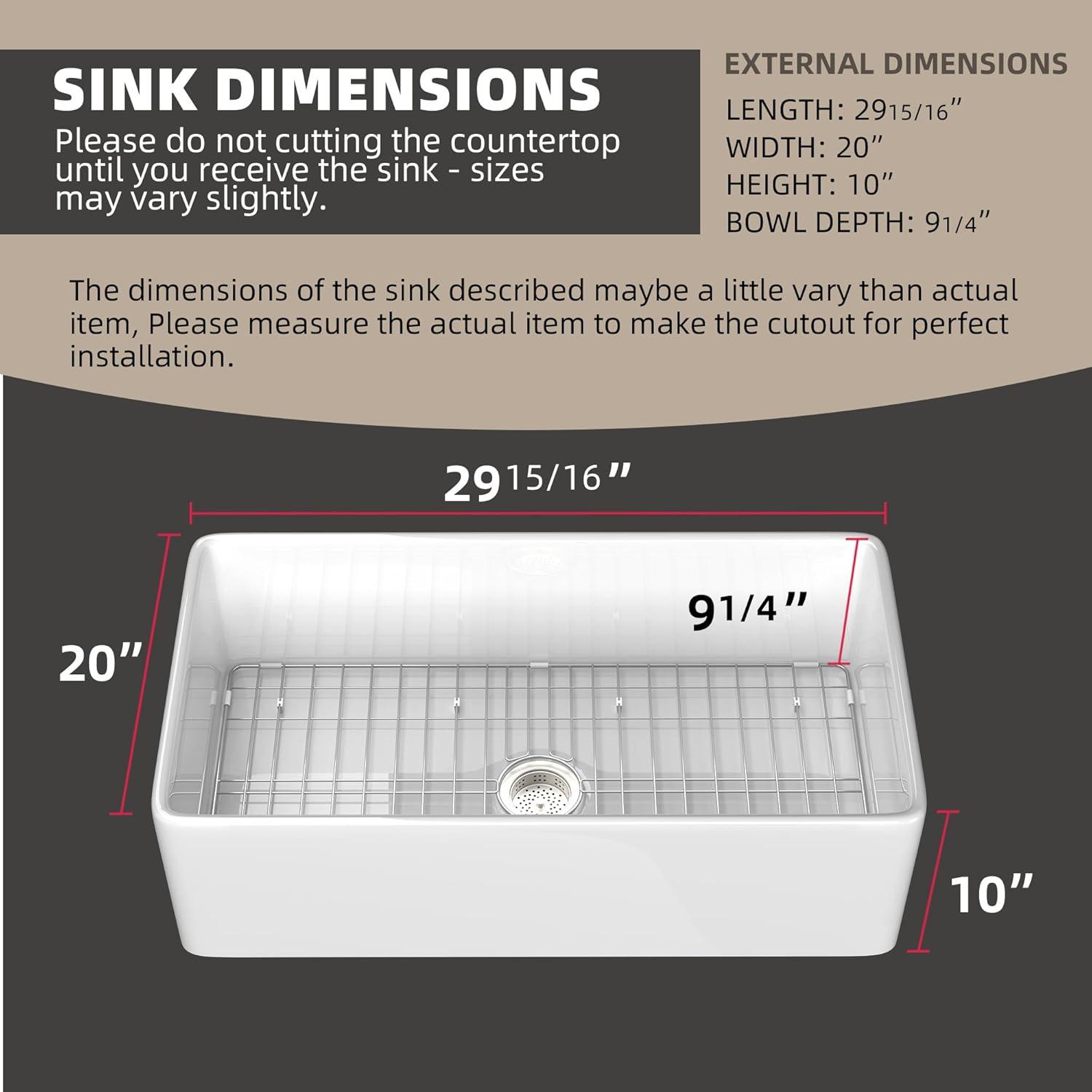 Small Farmhouse Sink 24 X18 White Fireclay Undermount Kitchen Sinks Deep Single Bowl Drop in Modern Apron Front Farm Sink For Kitchen with Protective Bottom Grid and Strainer