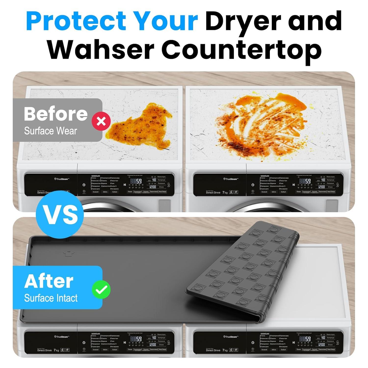 chuangyanUS Washer Dryer Countertop, 54"×26.8" Washer And Dryer Covers,Non-Slip Waterproof Washing Machine Cover Protector Top Load