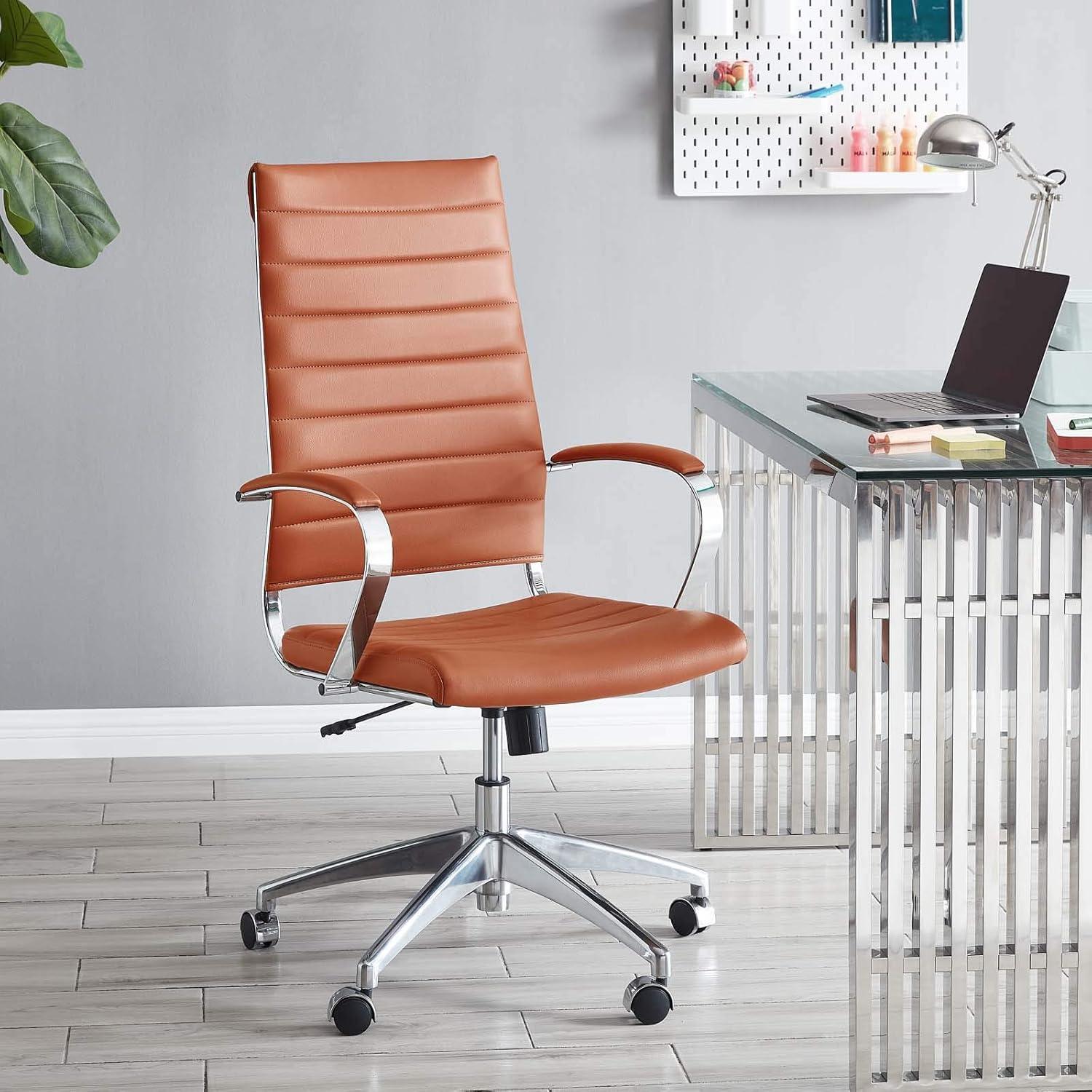 Terracotta High-Back Executive Swivel Chair with Vinyl Upholstery