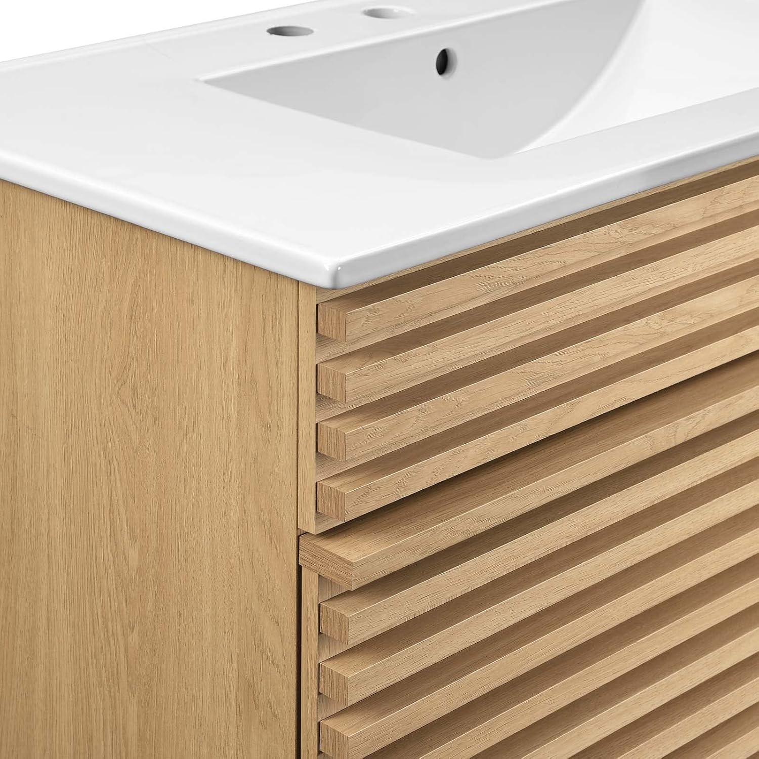 Modway Render 36" Bathroom Vanity in Oak White