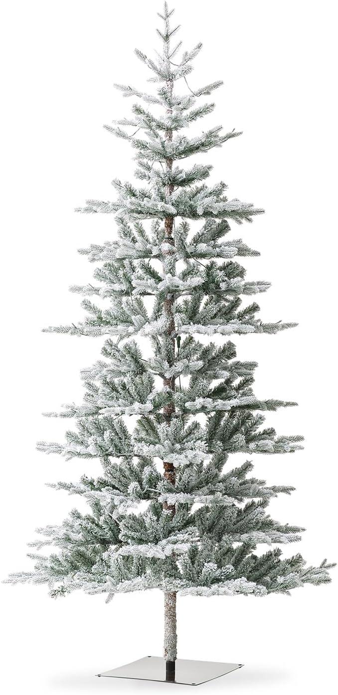 8ft Pre-Lit Flocked Fir Artificial Christmas Tree with Warm White Lights