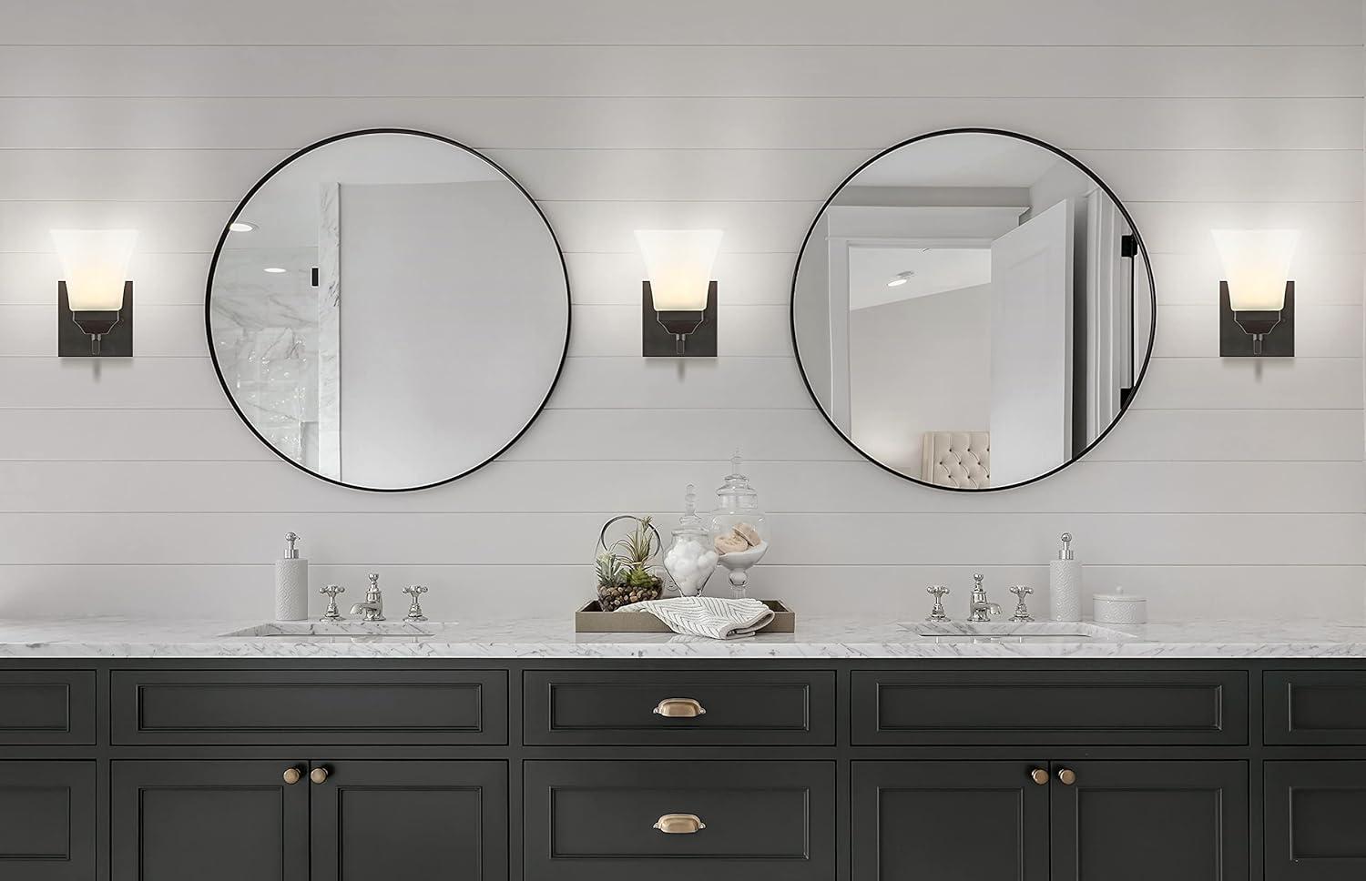 JONATHAN Y Staunton 5" 1-Light Iron/Glass Modern Cottage LED Vanity Light, Oil Rubbed Bronze