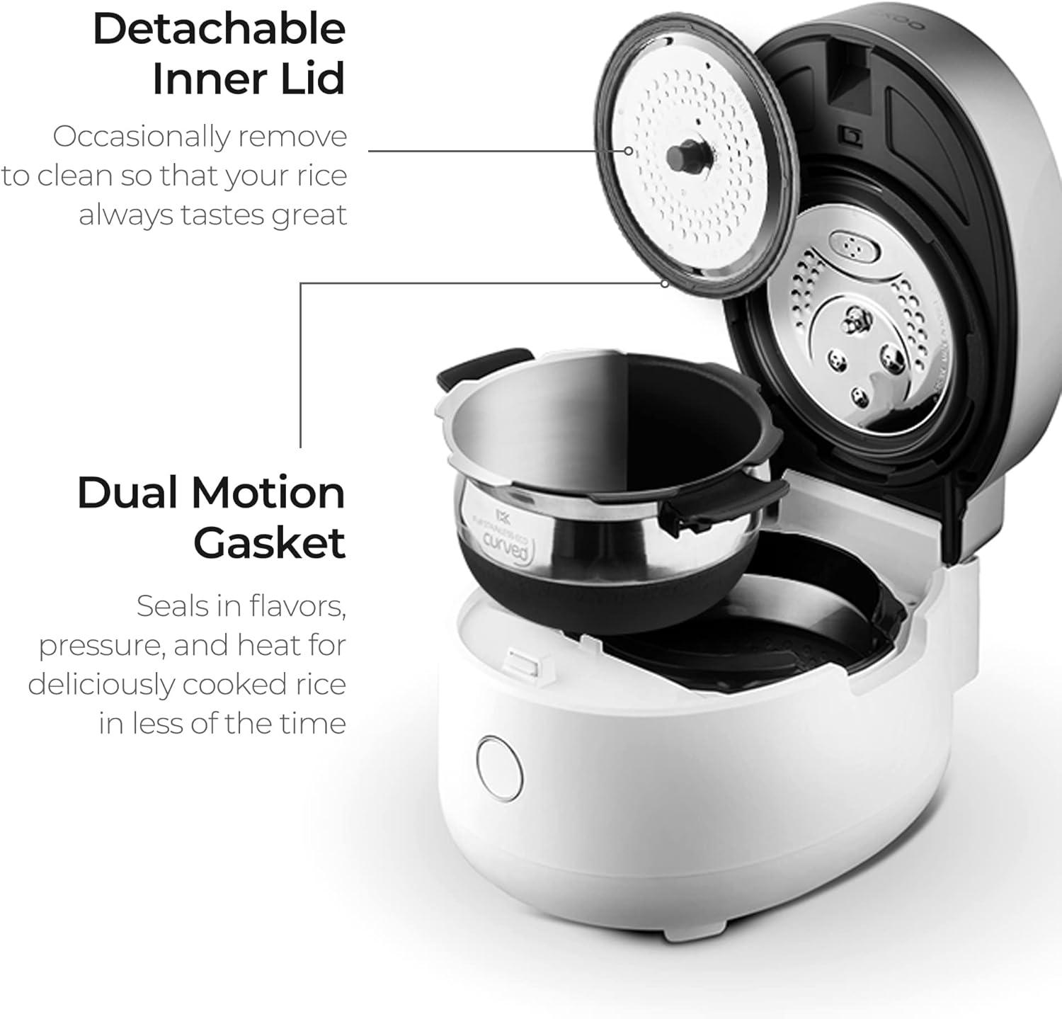 CUCKOO CRP-LHTR1009FW 10-Cup (Uncooked) / 20-Cup (Cooked) Induction Heating Twin Pressure Rice Cooker with Nonstick Inner Pot, 16 Menu Modes, 3 Voice Guide, Auto Clean (White)
