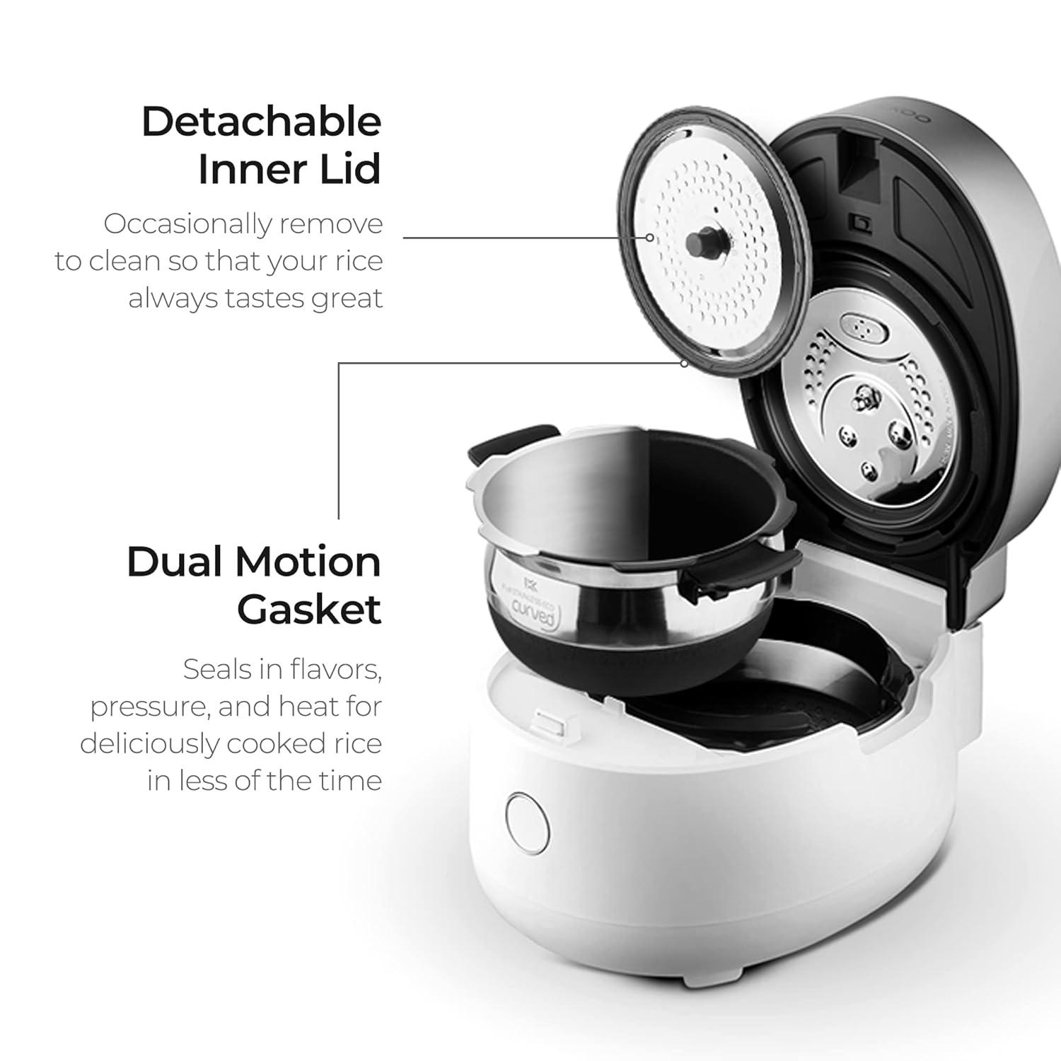 Cuckoo Electronics CUCKOO CRP-MHTR0309F 3-Cup (Uncooked) / 6-Cup (Cooked) Induction Heating Twin Pressure Rice Cooker & Warmer with Nonstick Inner Pot, 15 Menu Modes, 3 Voice Guide, Auto Clean (White)