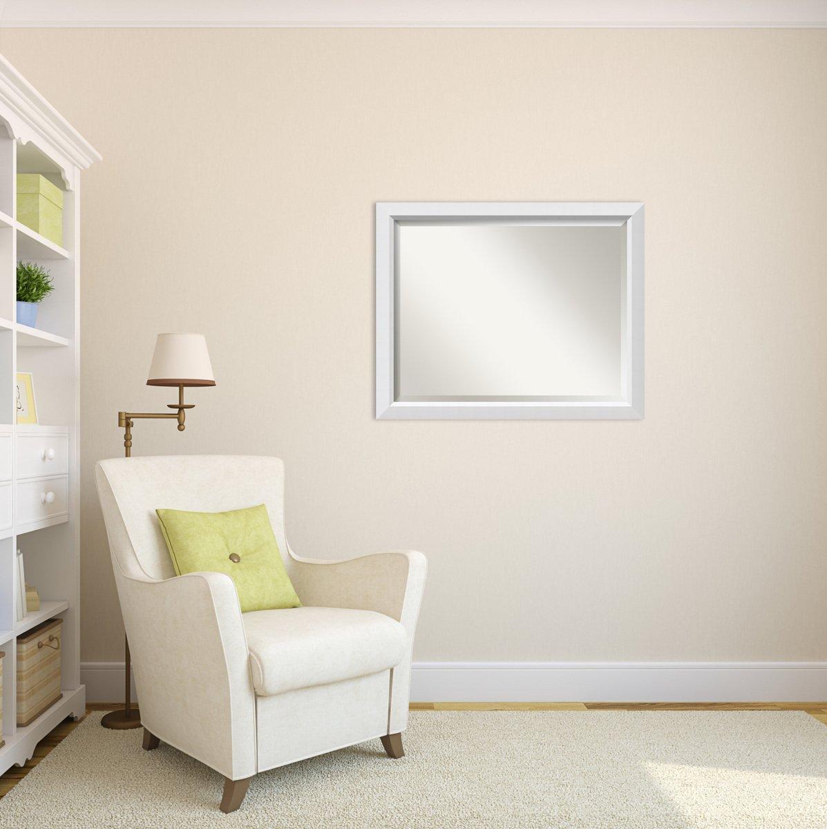 Amanti Art Blanco White Beveled Wood Wall Mirror 26.25 x 32.25 in.