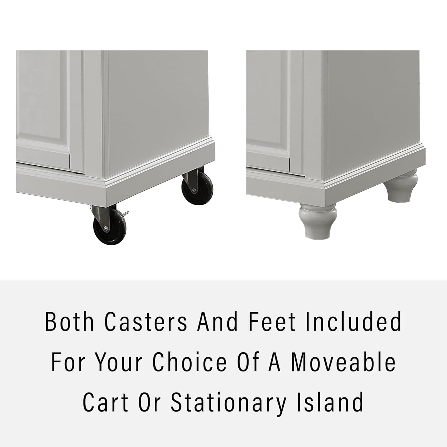 Cambridge Natural Wood Top Kitchen Island White - Crosley: Adjustable Shelves, Towel Bar, Storage Cabinets
