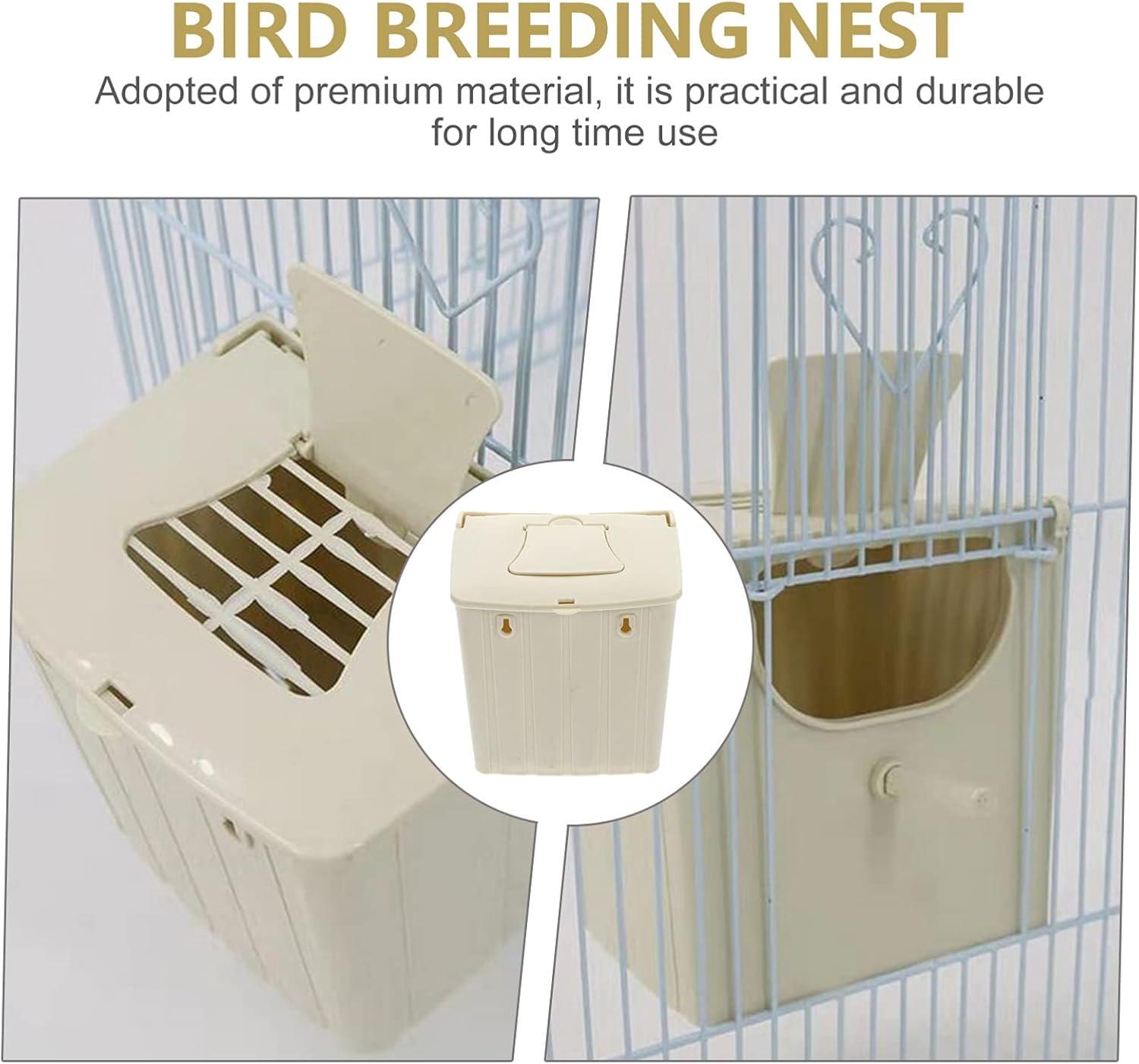 Off-White Plastic Parakeet Nesting Box with Perch