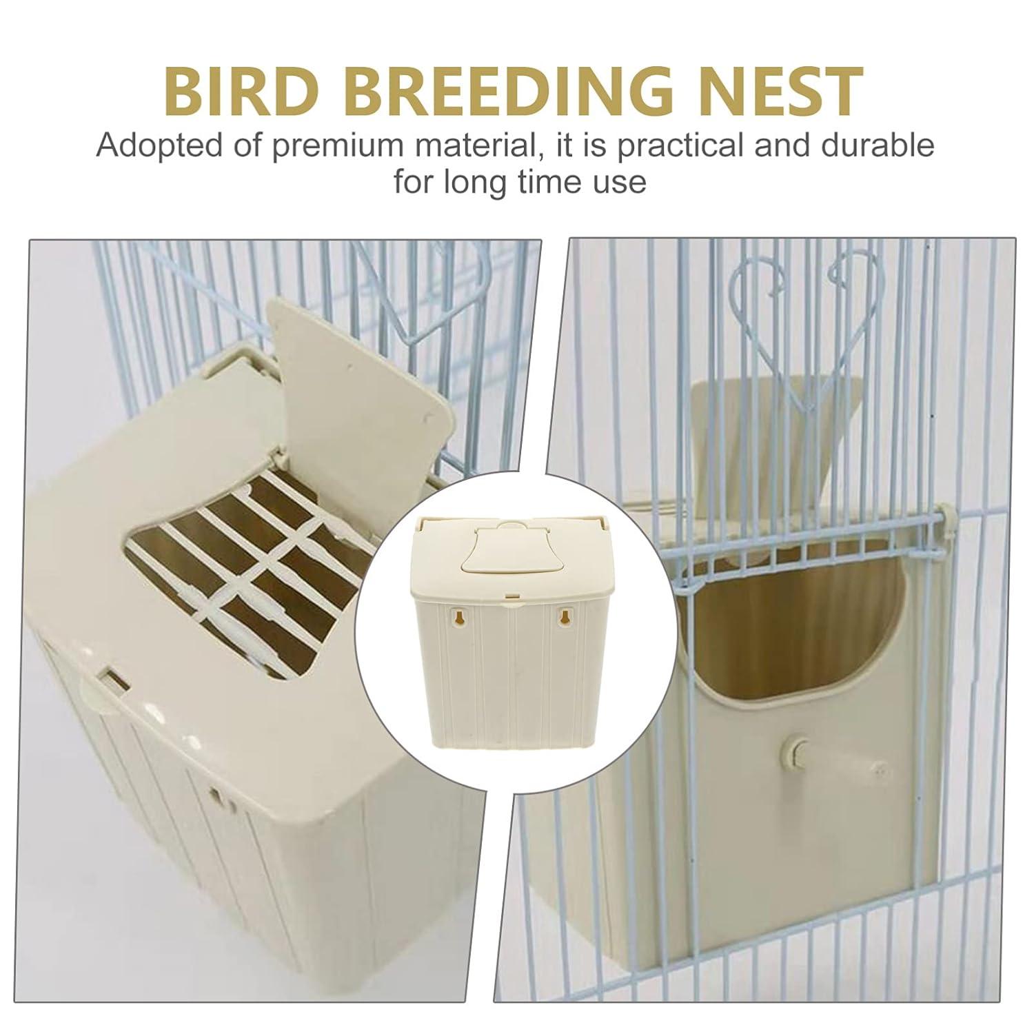 Off-White Plastic Parakeet Nesting Box with Perch