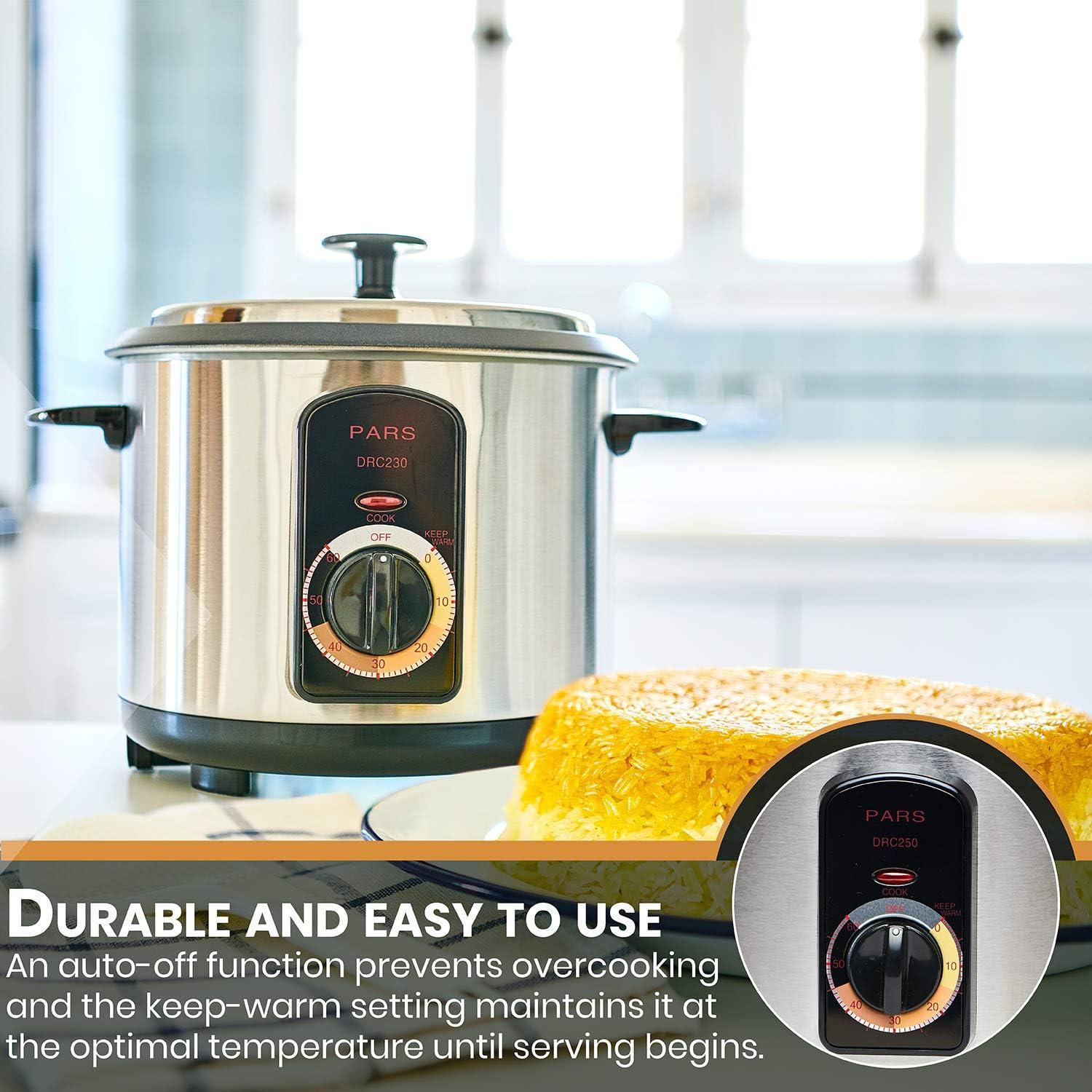 Pars Persian 15 Cup Stainless Steel Automatic Electric Steamed Rice Cooker Maker