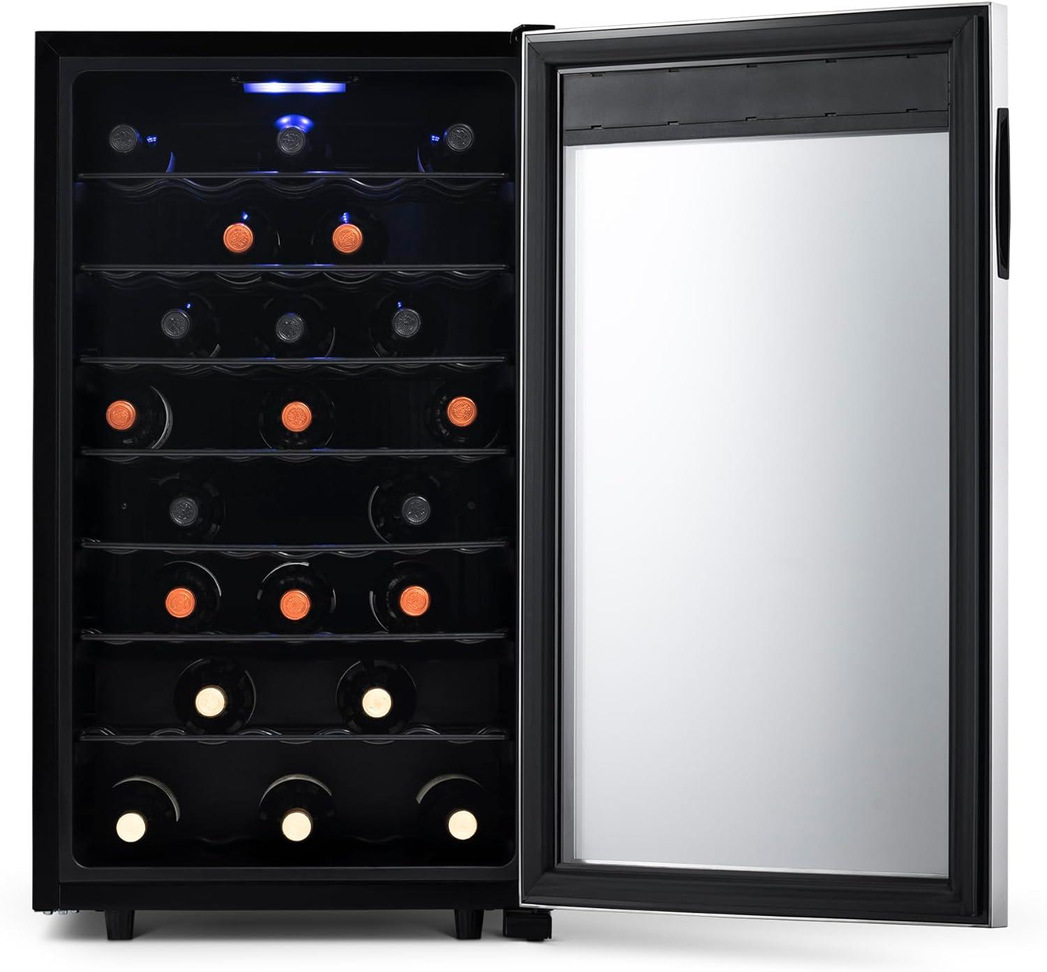 Newair 50 Bottle Freestanding Wine Refrigerator in Stainless Steel with Adjustable Shelves