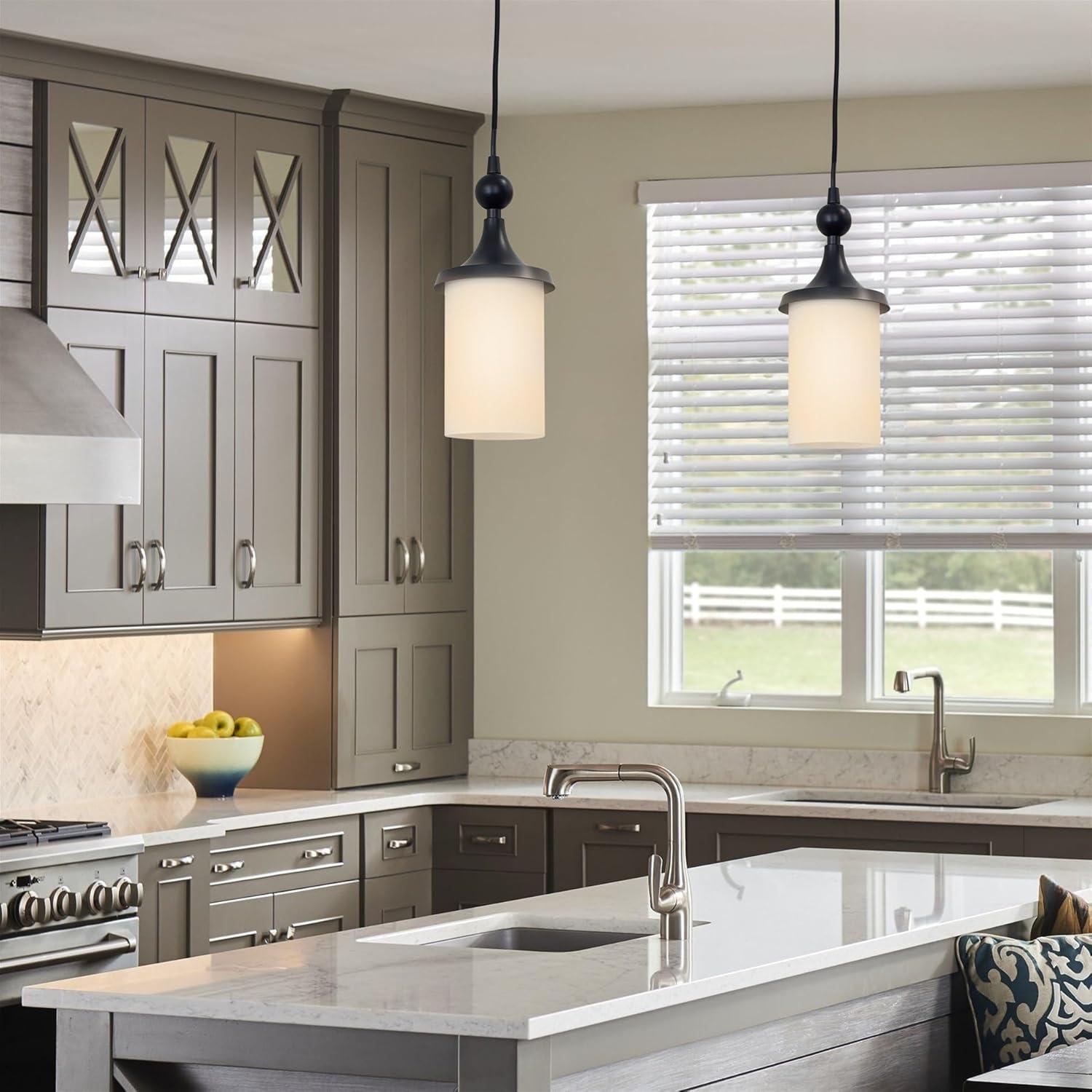 Kira Home 7" Cylinder Glass Shades, Opal Replacement Glass, 1-5/8" Fitter Opening for Threaded Medium Base Socket, 6.75"