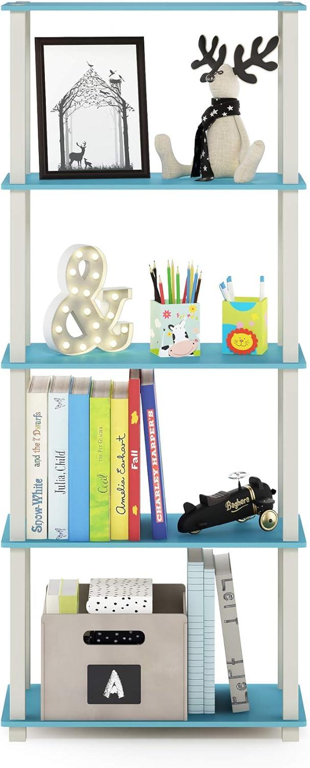 Furinno Turn-S-Tube 5-Tier Square Tubes Display Shelf, Light Blue/White