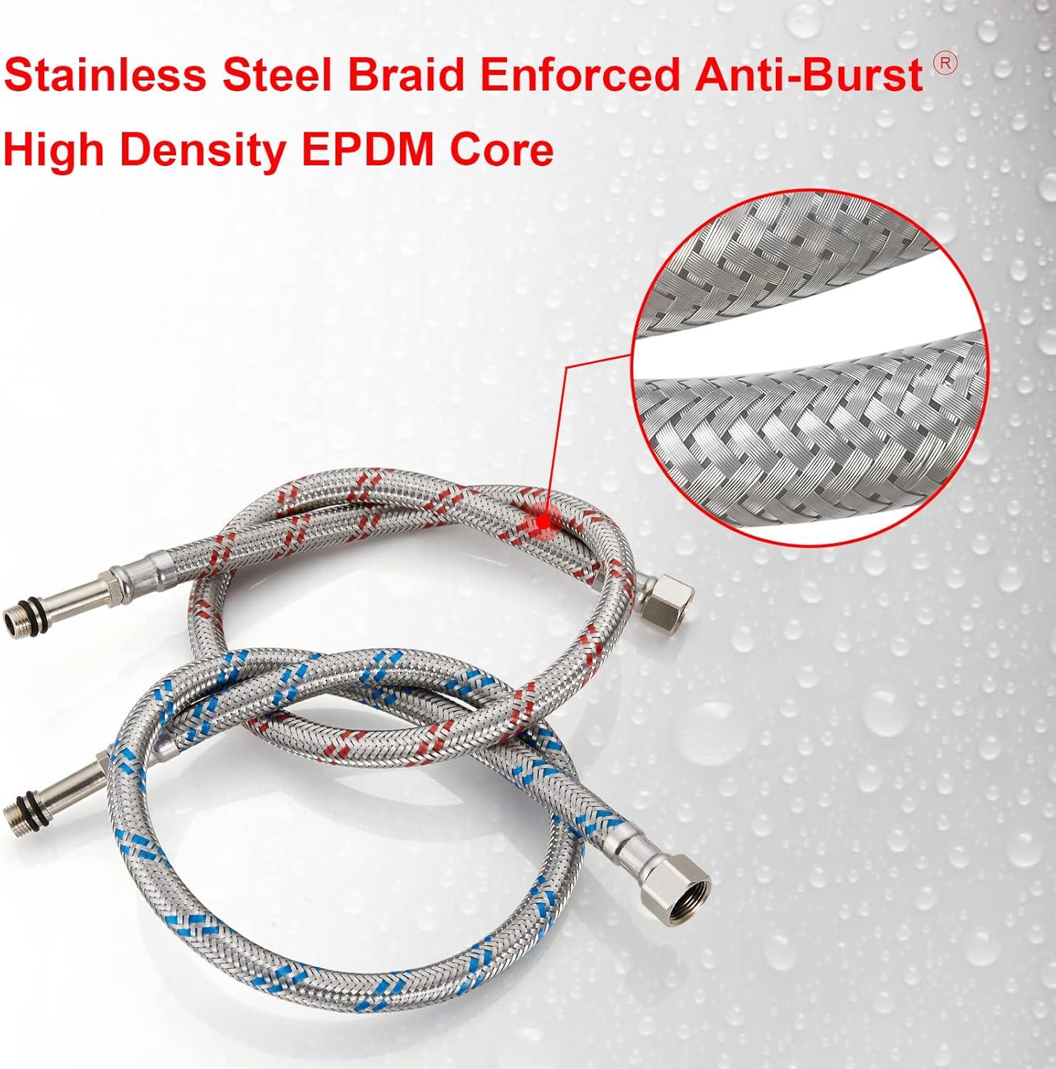 24-Inch Braided Stainless Steel Faucet Connector Hose Pair