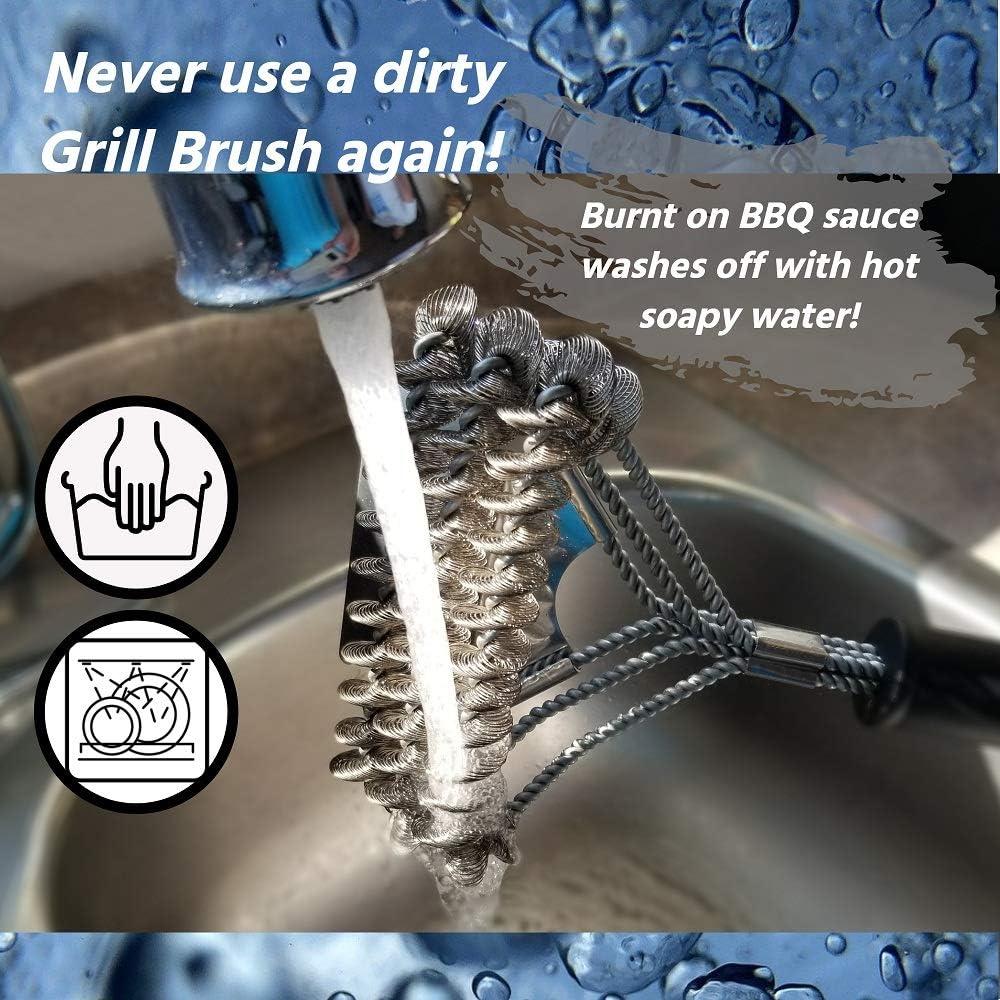 Grill Brush and Scraper - Bristle Free Stainless Steel BBQ Cleaning Tool - No Wire Scrubber Best for Gas/Charcoal/Porcelain Grill Grates - Safe Barbeque Accessories