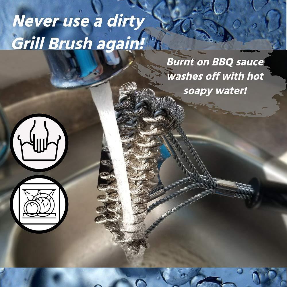 Grill Brush and Scraper - Bristle Free Stainless Steel BBQ Cleaning Tool - No Wire Scrubber Best for Gas/Charcoal/Porcelain Grill Grates - Safe Barbeque Accessories