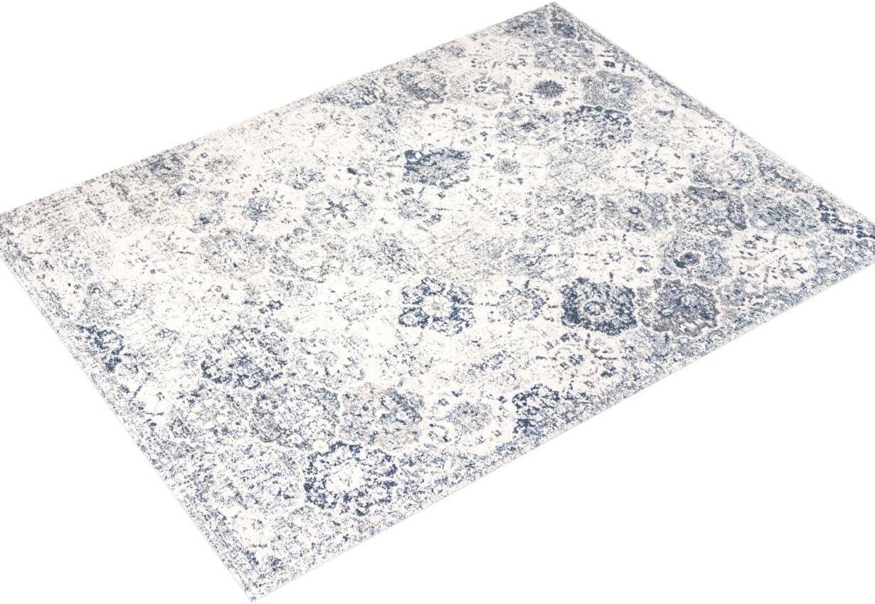 SAFAVIEH Madison Judith Distressed Area Rug, White/Royal Blue, 10' x 14'