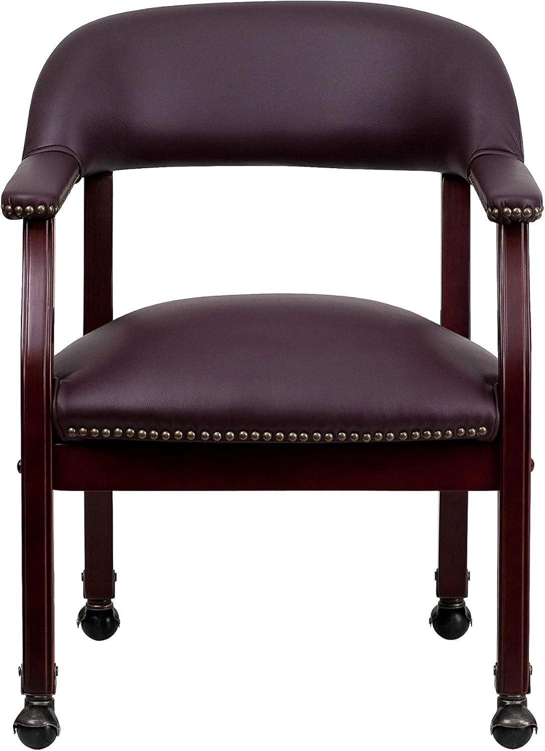 Leather Seat Waiting Room Chair with Wood Frame