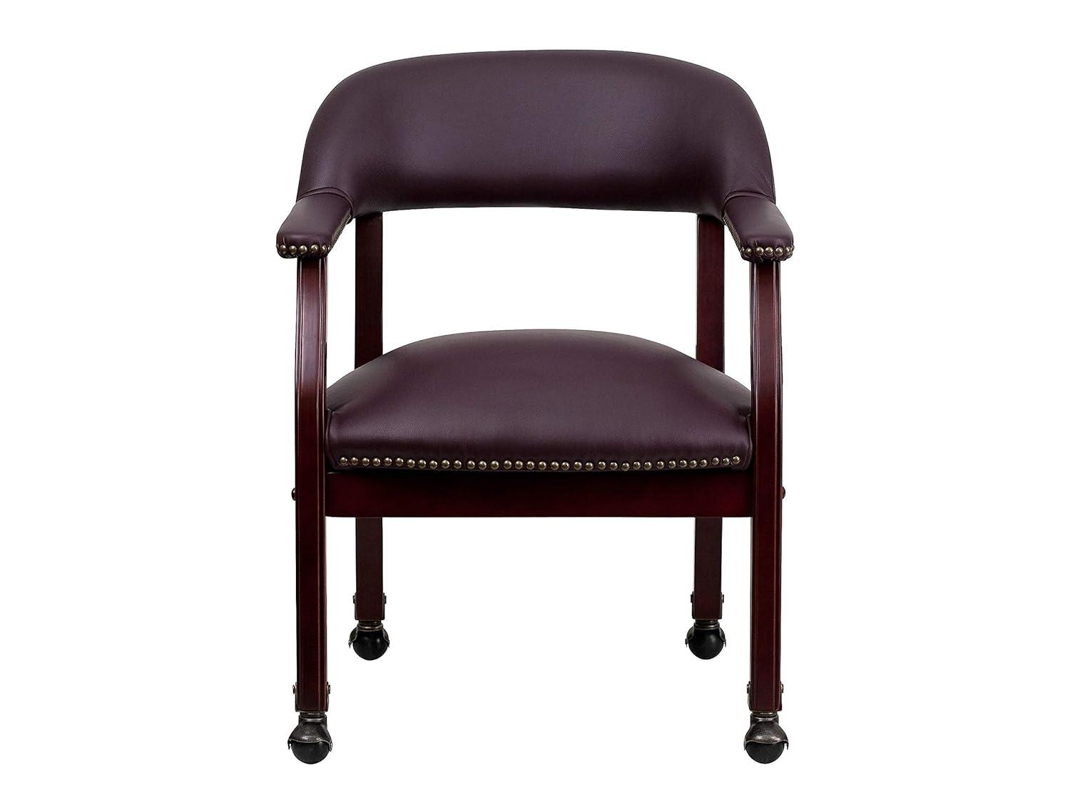 Leather Seat Waiting Room Chair with Wood Frame
