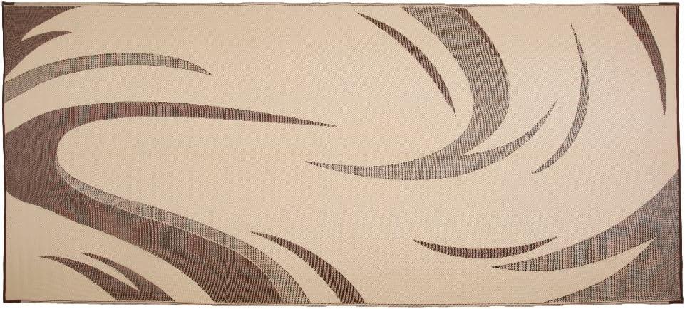 SD8187 8-Feet X 18-Feet Graphic Swish RV Reversible Patio Mat, Brown/Tan