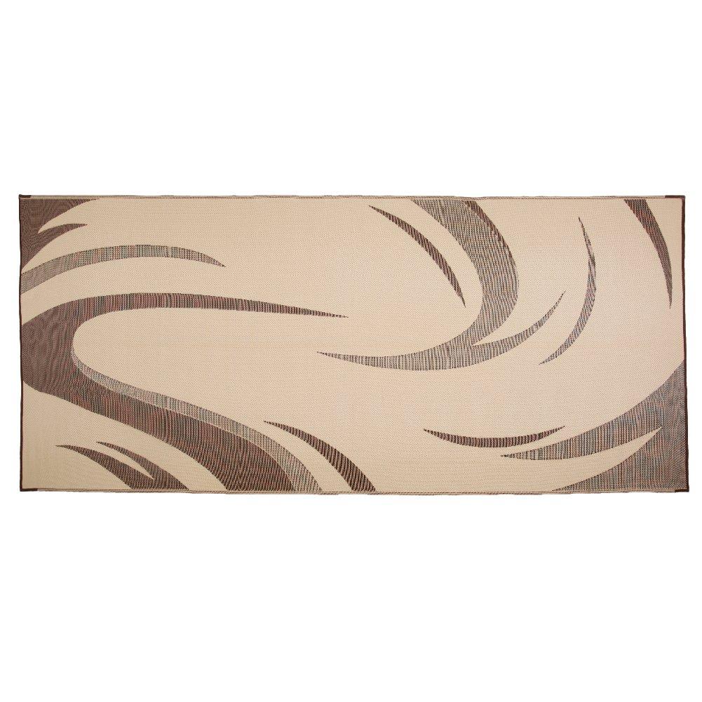 SD8187 8-Feet X 18-Feet Graphic Swish RV Reversible Patio Mat, Brown/Tan