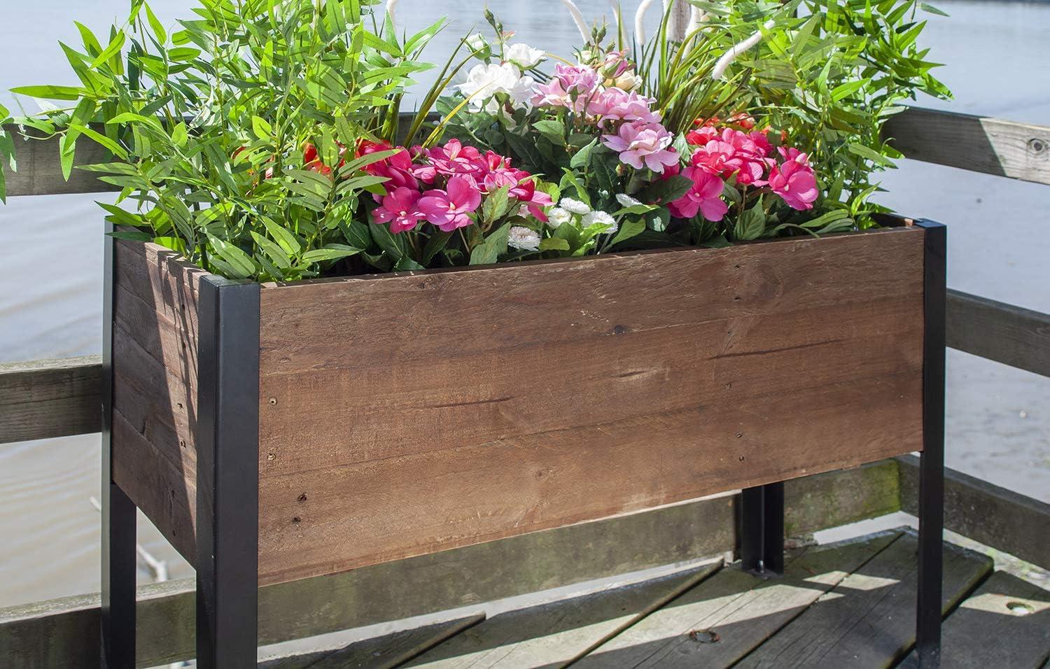 Grapevine Rectangle Wood Urban Garden Raised Planter Box in Brown