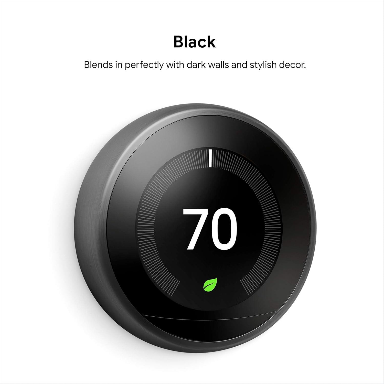 Google Nest Learning Thermostat- 3rd Generation - Black