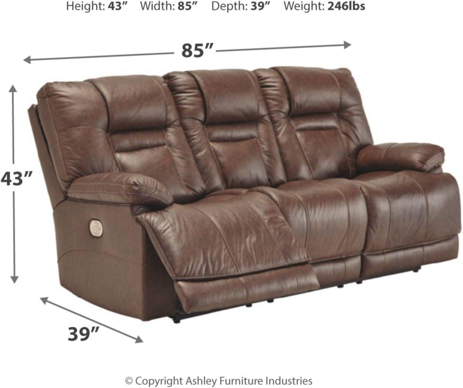 Umber Faux Leather Power Reclining Sofa with Pillow-top Arms