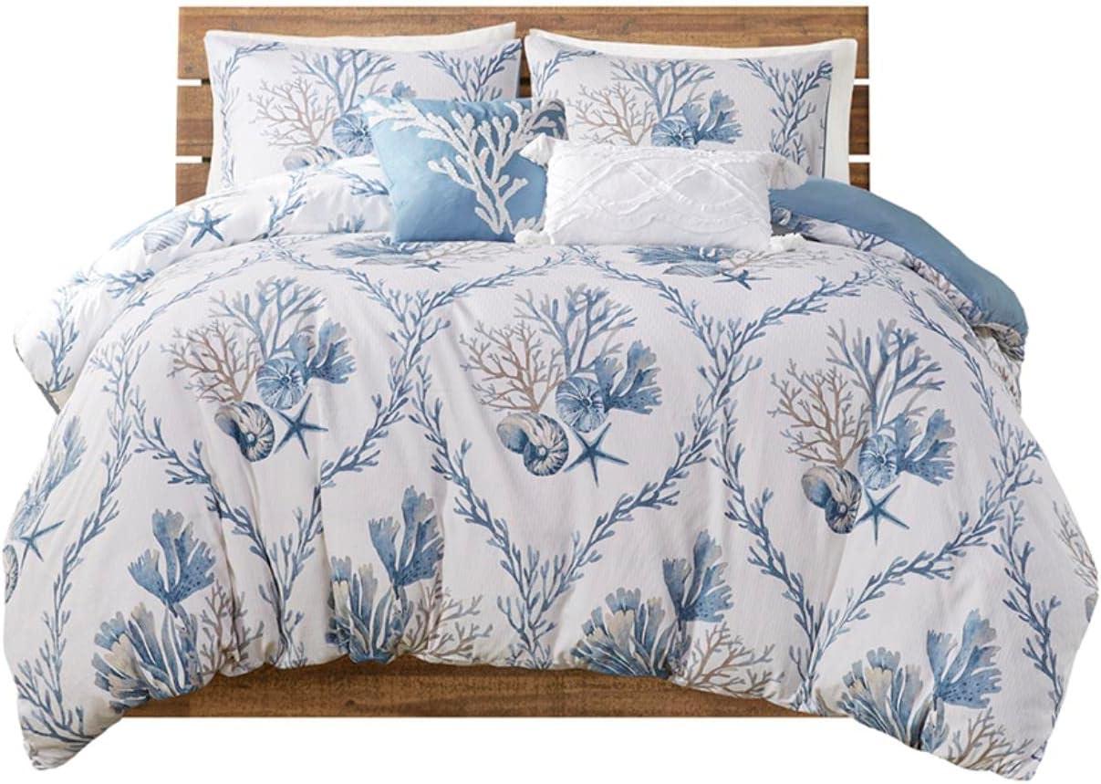 Blue and White Cotton Nautical 7-Piece Duvet Cover Set