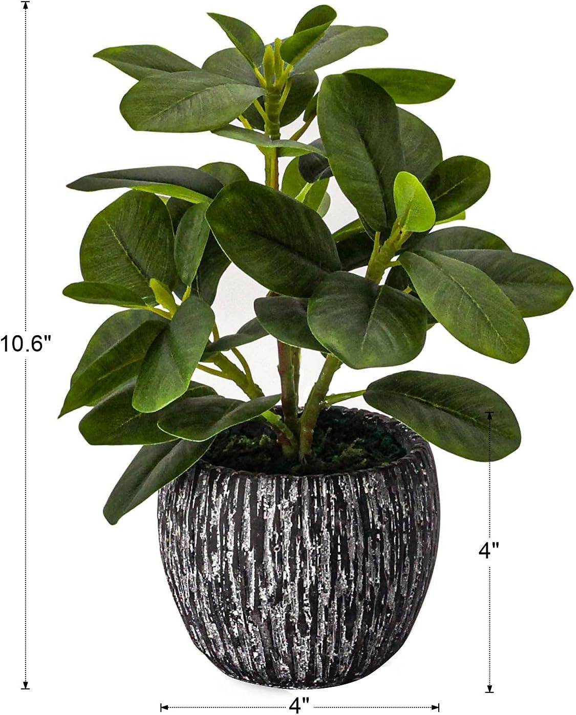 Small Faux Green Plant in Textured Gray Pot