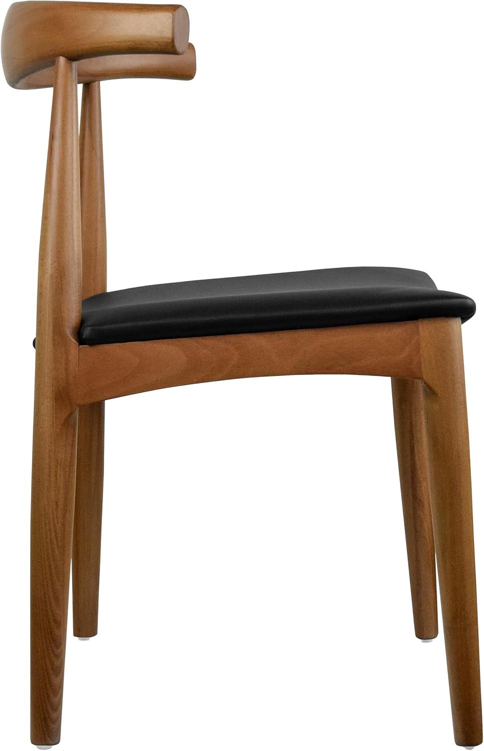 2xhome Set of 2 Solid Wood Farmhouse Dining Elbow Chairs with PU Leather Cushion Seats - Kennedy Presidential Accent Armchairs for Kitchen Dining Room or Office, Espresso