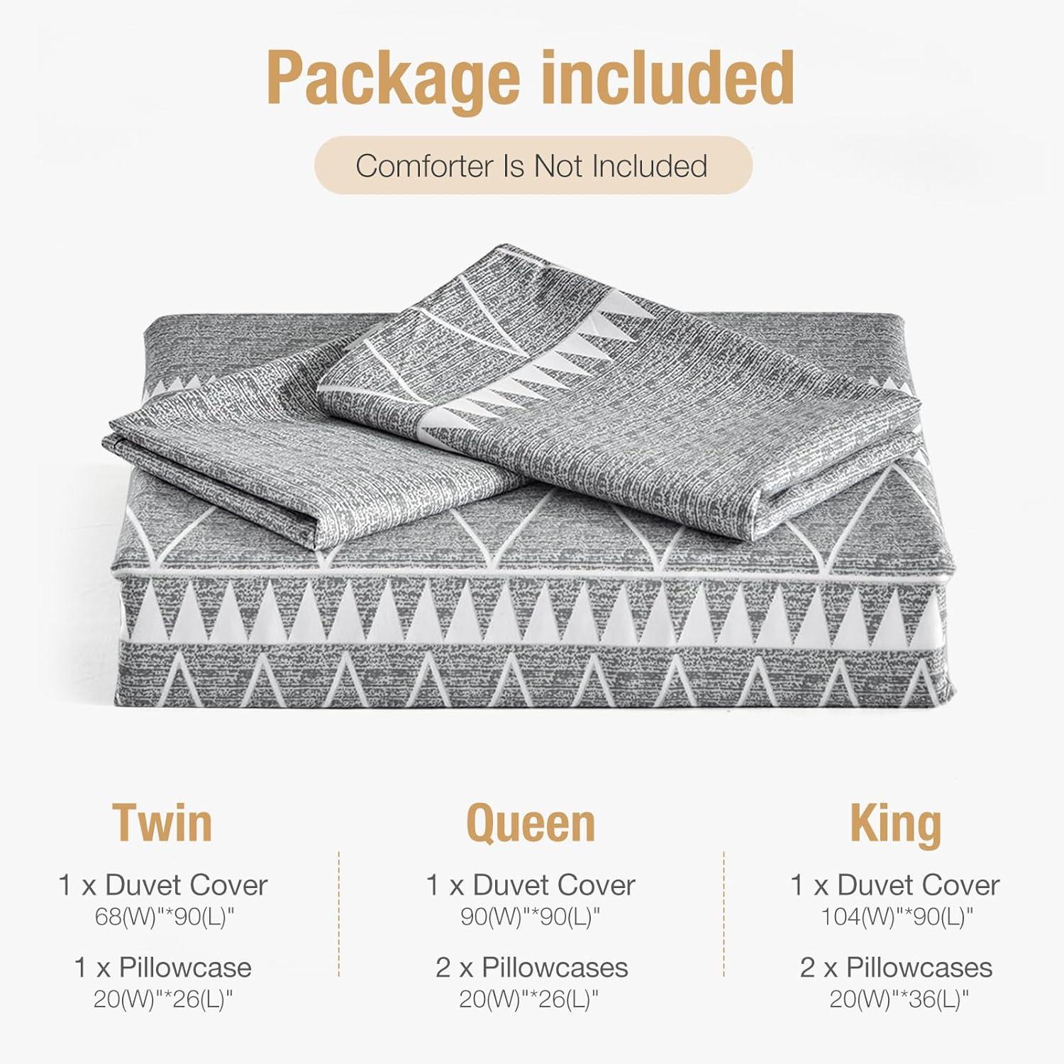 Gray Aztec-Inspired King Size Microfiber Duvet Cover Set