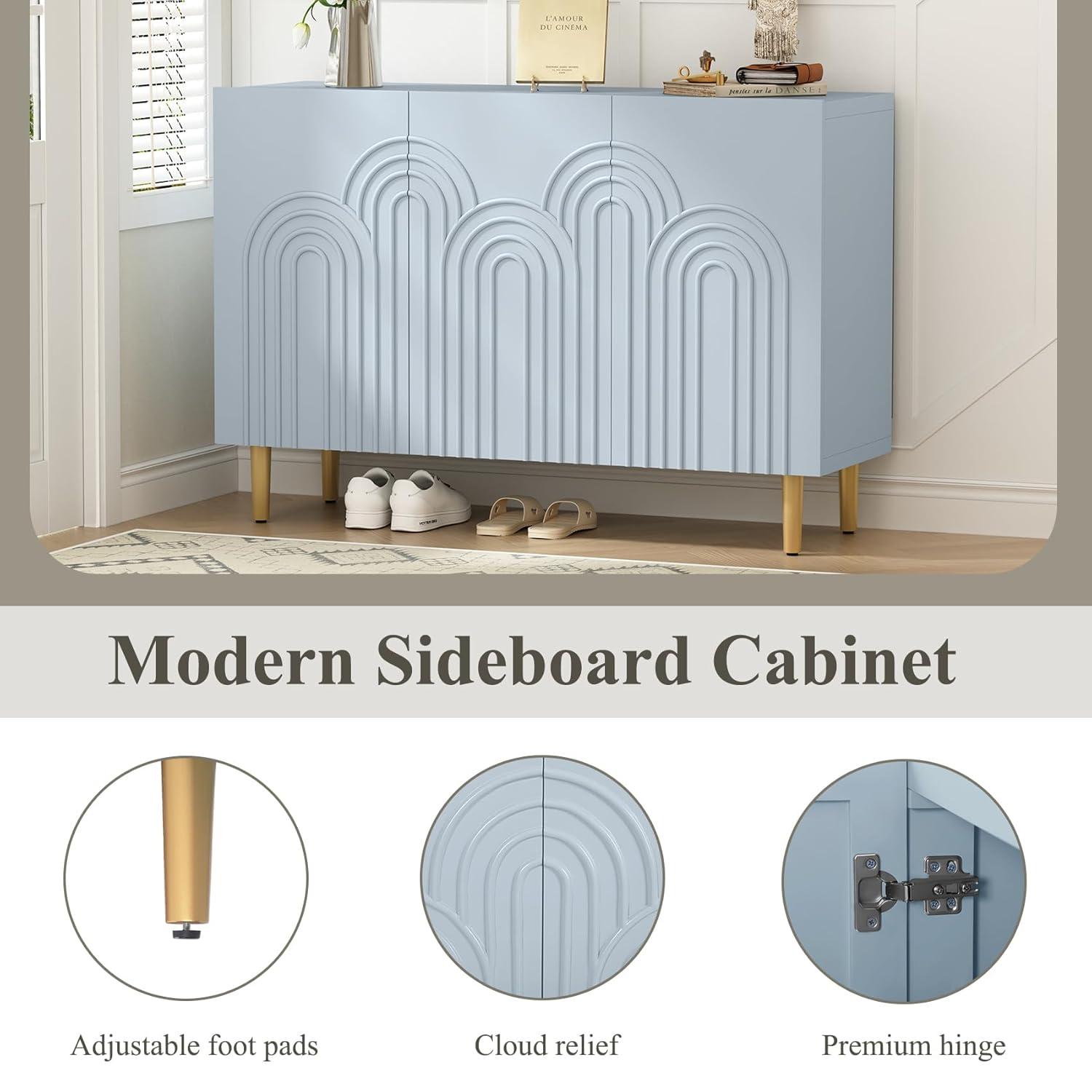 Mercer41 Sirgio 47.2'' Sideboard Buffet Cabinet with 3 Doors for Kitchen, Hallway, Living Room