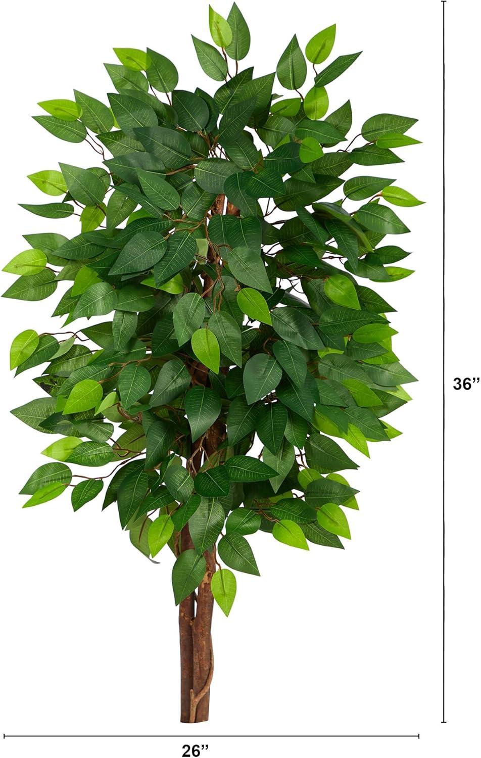 Nearly Natural 3ft. Artificial Double Trunk Ficus Tree (No Pot)