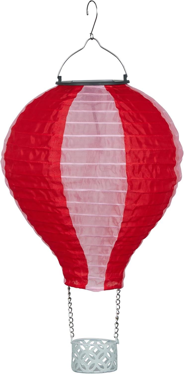 13"H Solar Hot Air Balloon with Flame LED Lights