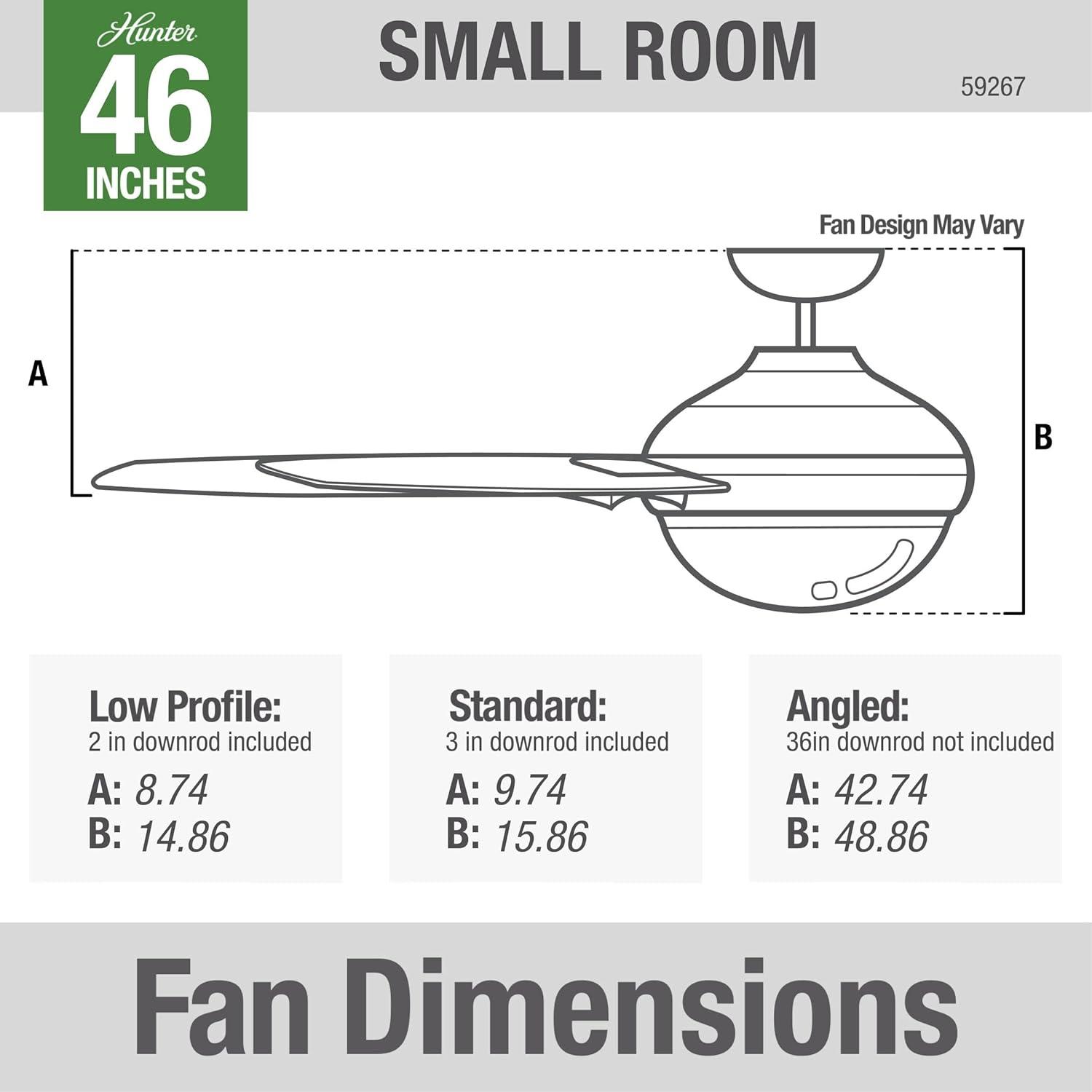 Hunter Fan 46" Anslee Standard Ceiling Fan with Pull Chain and Light Kit Included