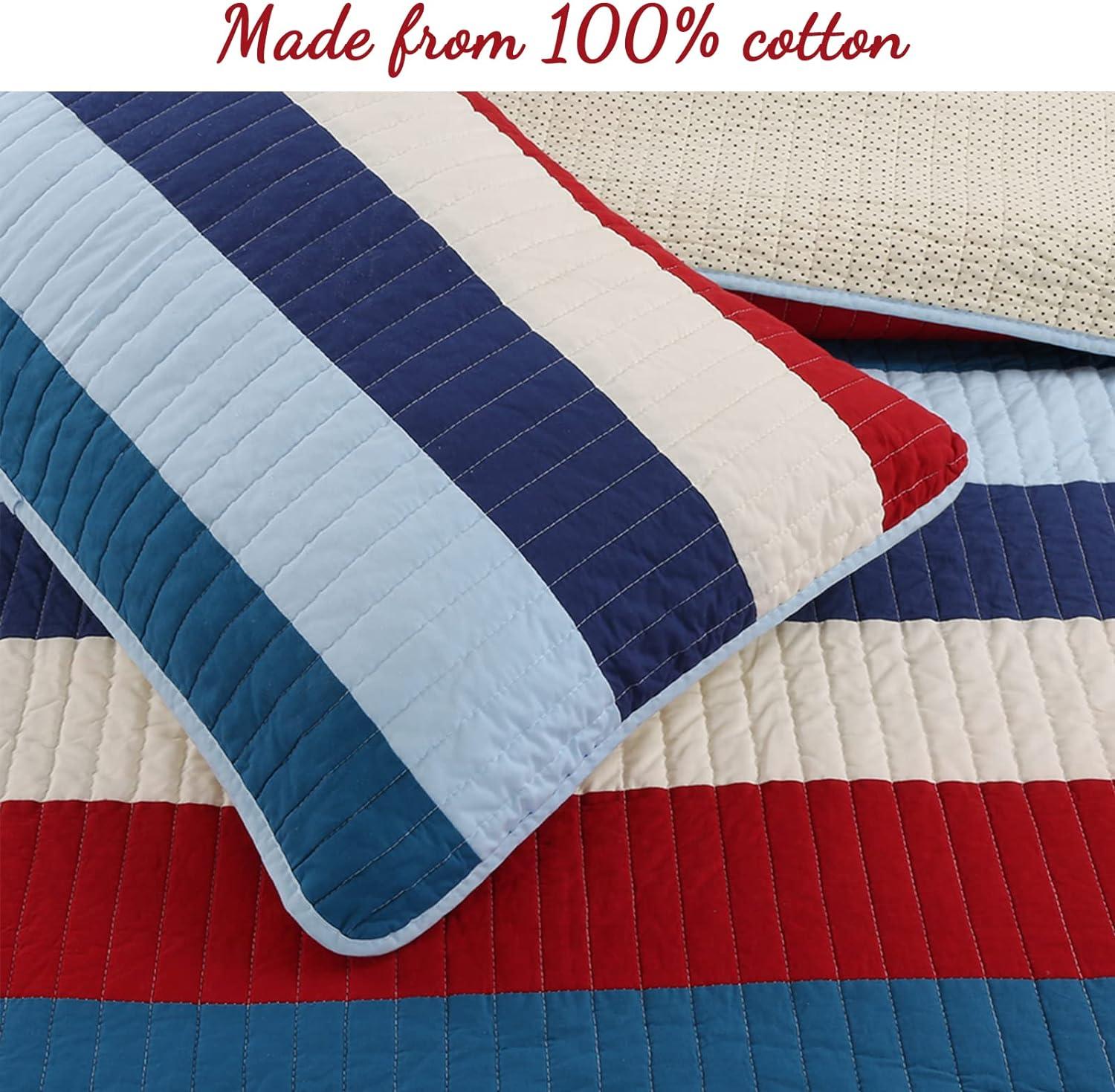 Cozy Line Home Fashion Williamsburg Cotton Striped Quilt Set