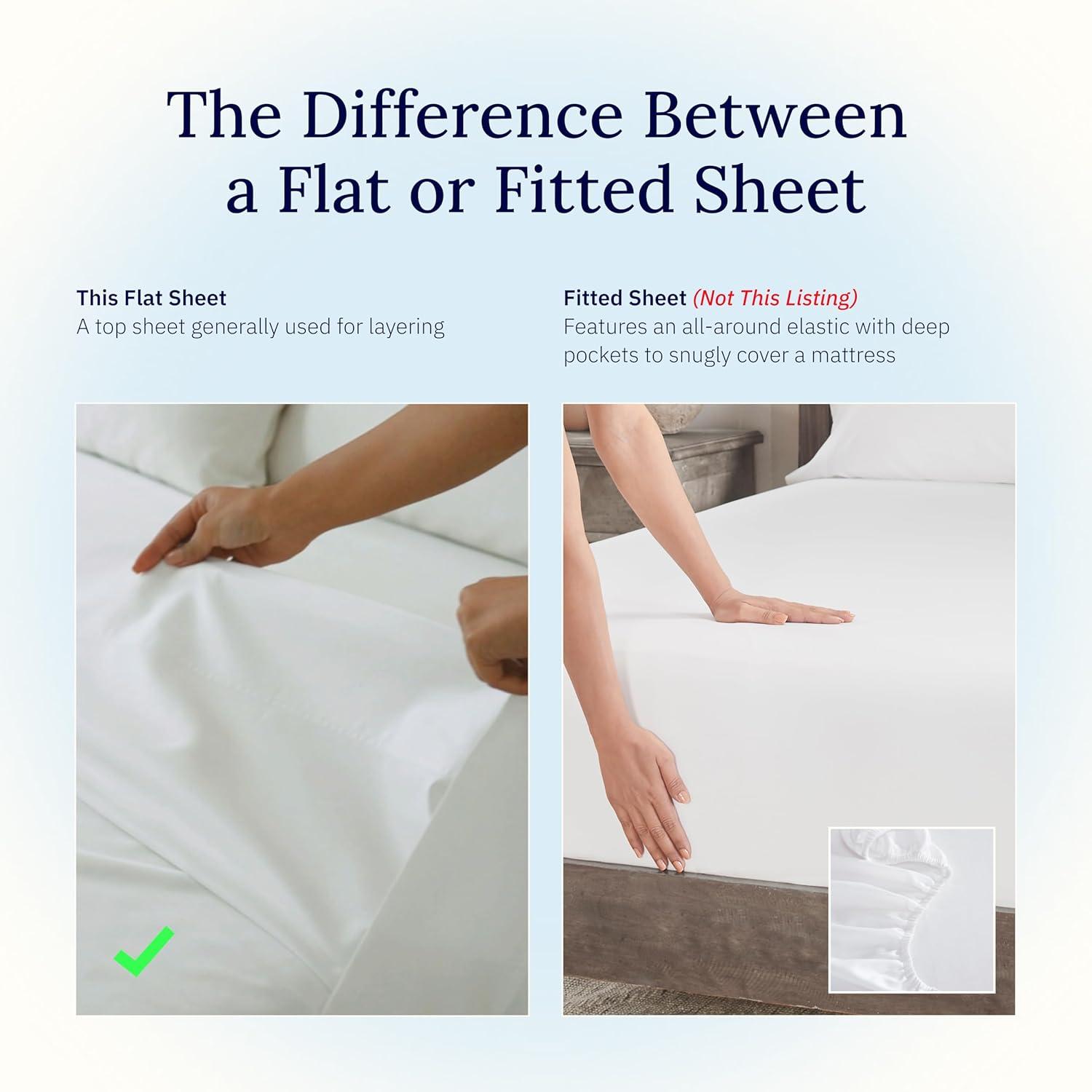 Flat Sheet Only, 400 Thread Count 100% Cotton Sateen, Soft & Durable by California Design Den - Light Gray, King