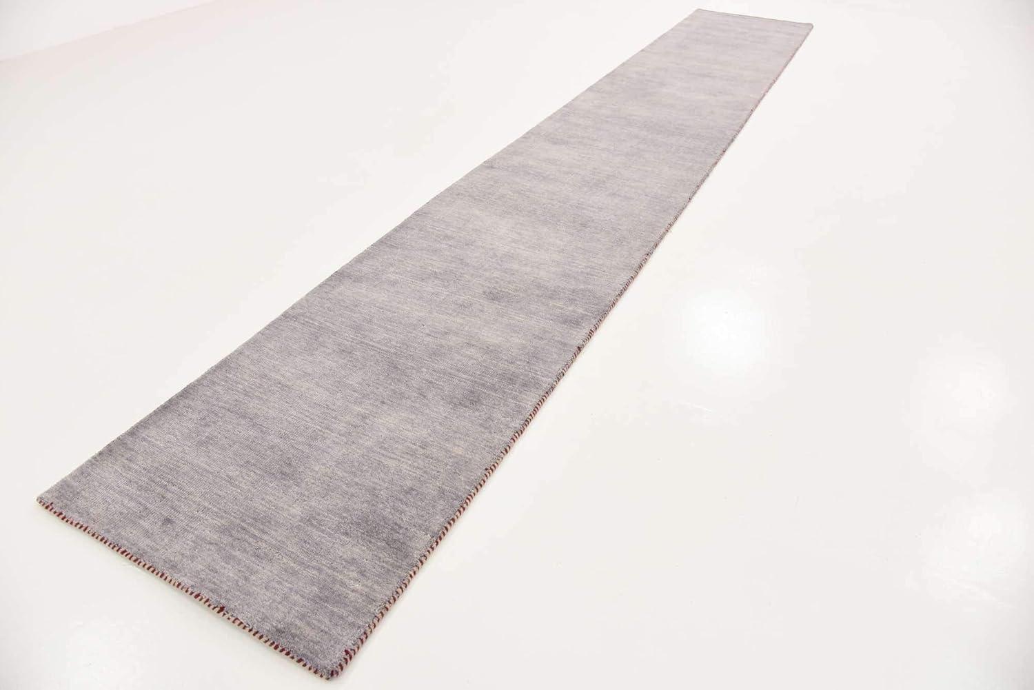 Unique Loom Solid Gava Solid Gava Rug Gray 2' 7" x 16' 5" Runner Solid Comfort Perfect For Bathroom Hallway Mud Room Laundry Room