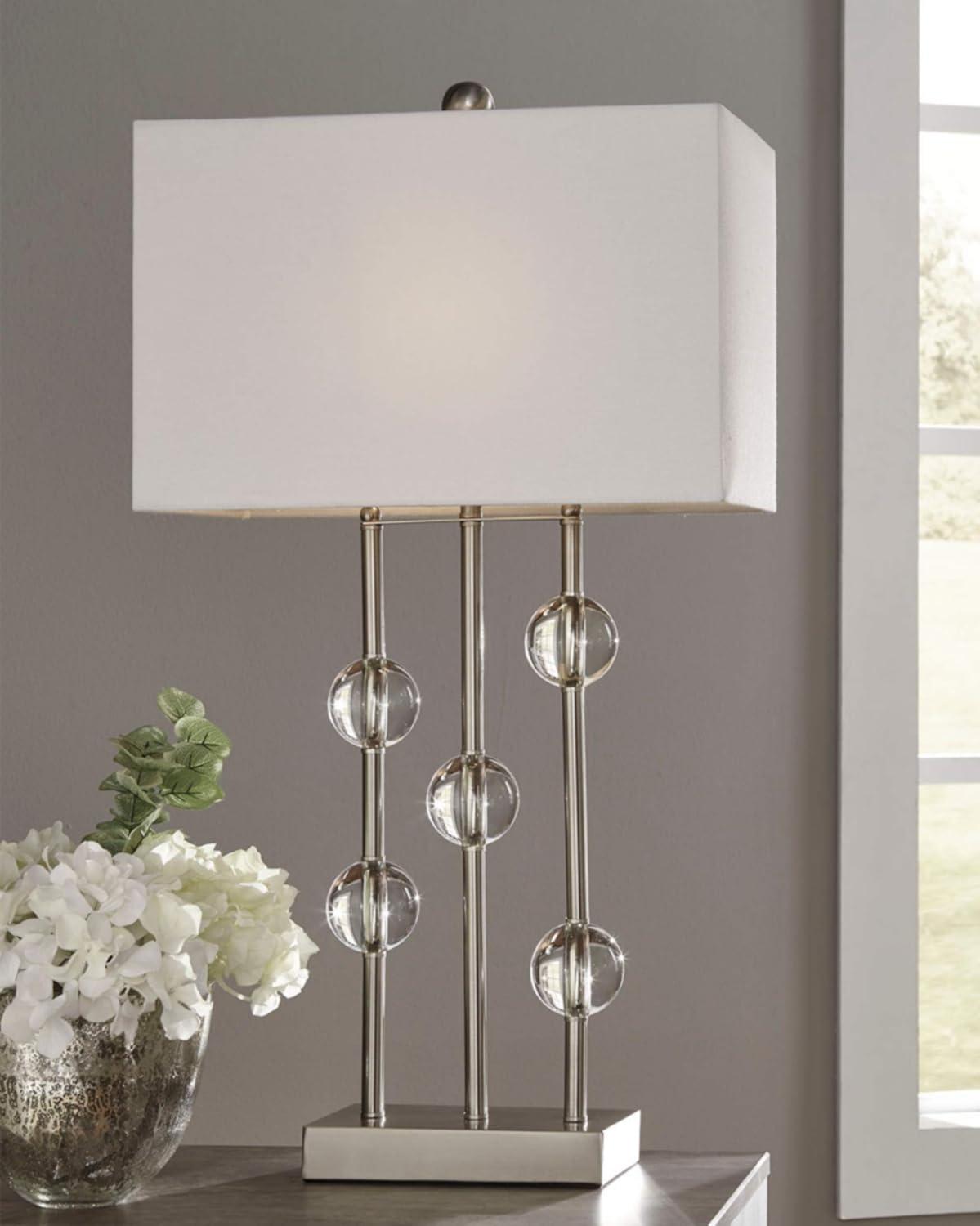 Jaala Metal Lamp Clear/Silver - Signature Design by Ashley: Crystal & Metal Base, 3-Way Switch, UL Listed