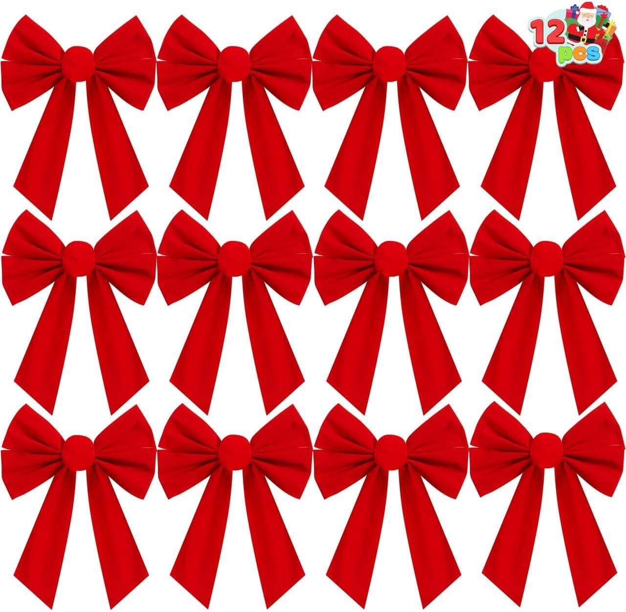 12 Pack Red Velvet Christmas Bows, 13" x 9"