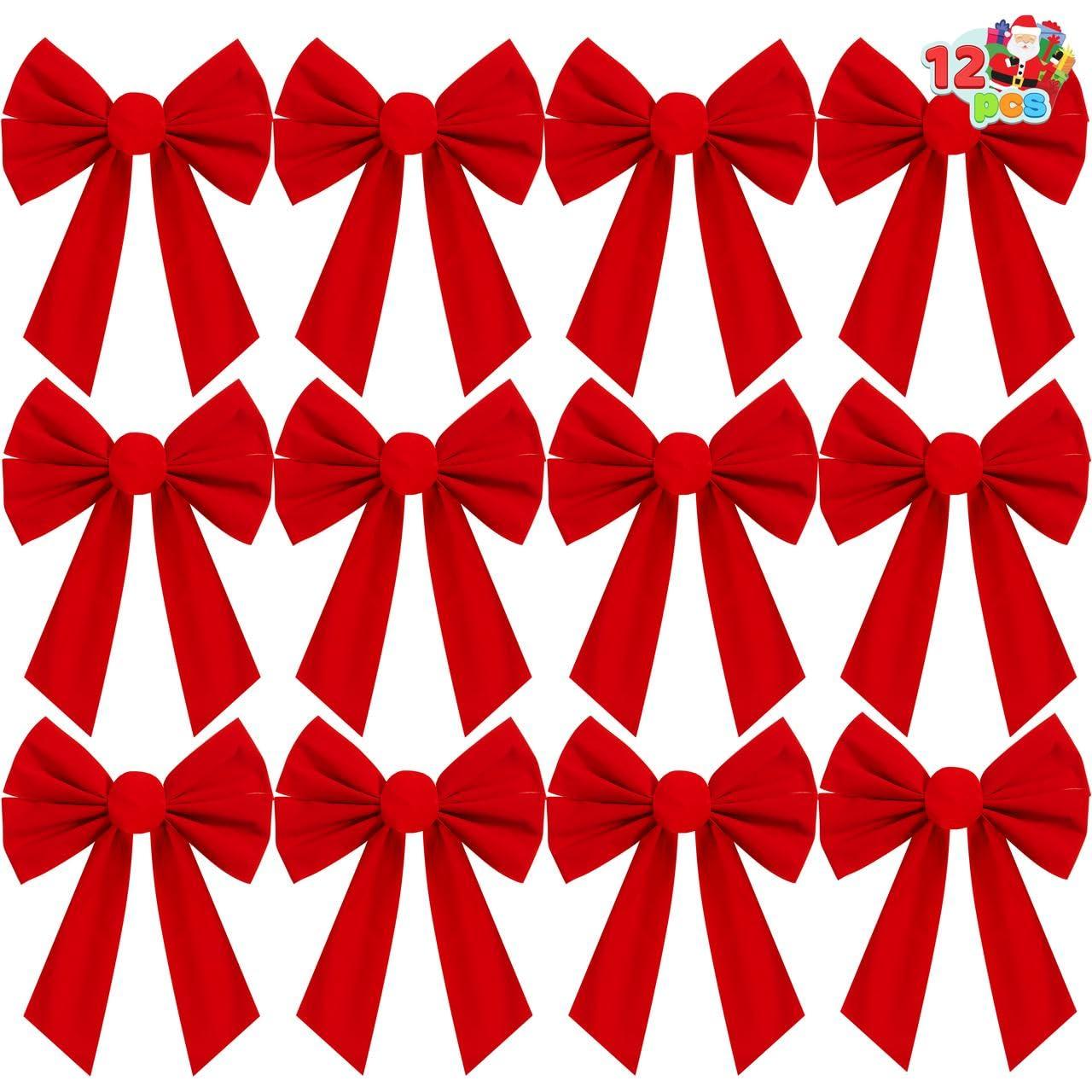JOYFY 12pcs Christmas Red Velvet Bow Decoration for Christmas Party