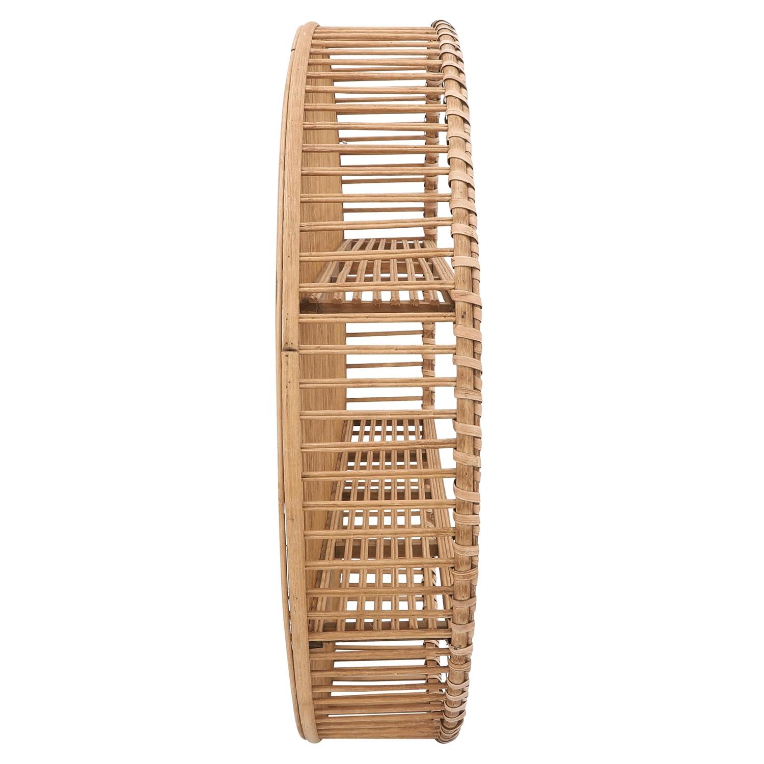 5"Wx31" Diameter, Bamboo Wall Shelf, Natural Finish, Rustic and Decorative Storage Solution for Bedroom, Bathroom,