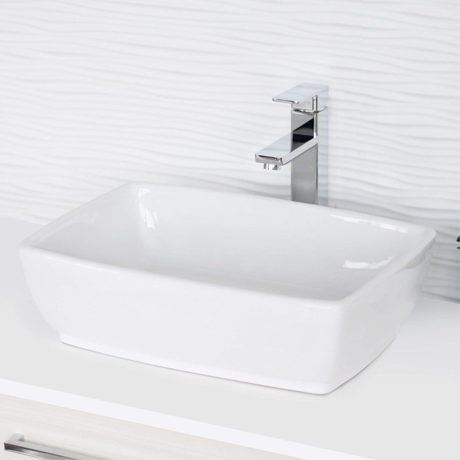 STYLISH Contempo 19"L White Rectangular Vessel Sink