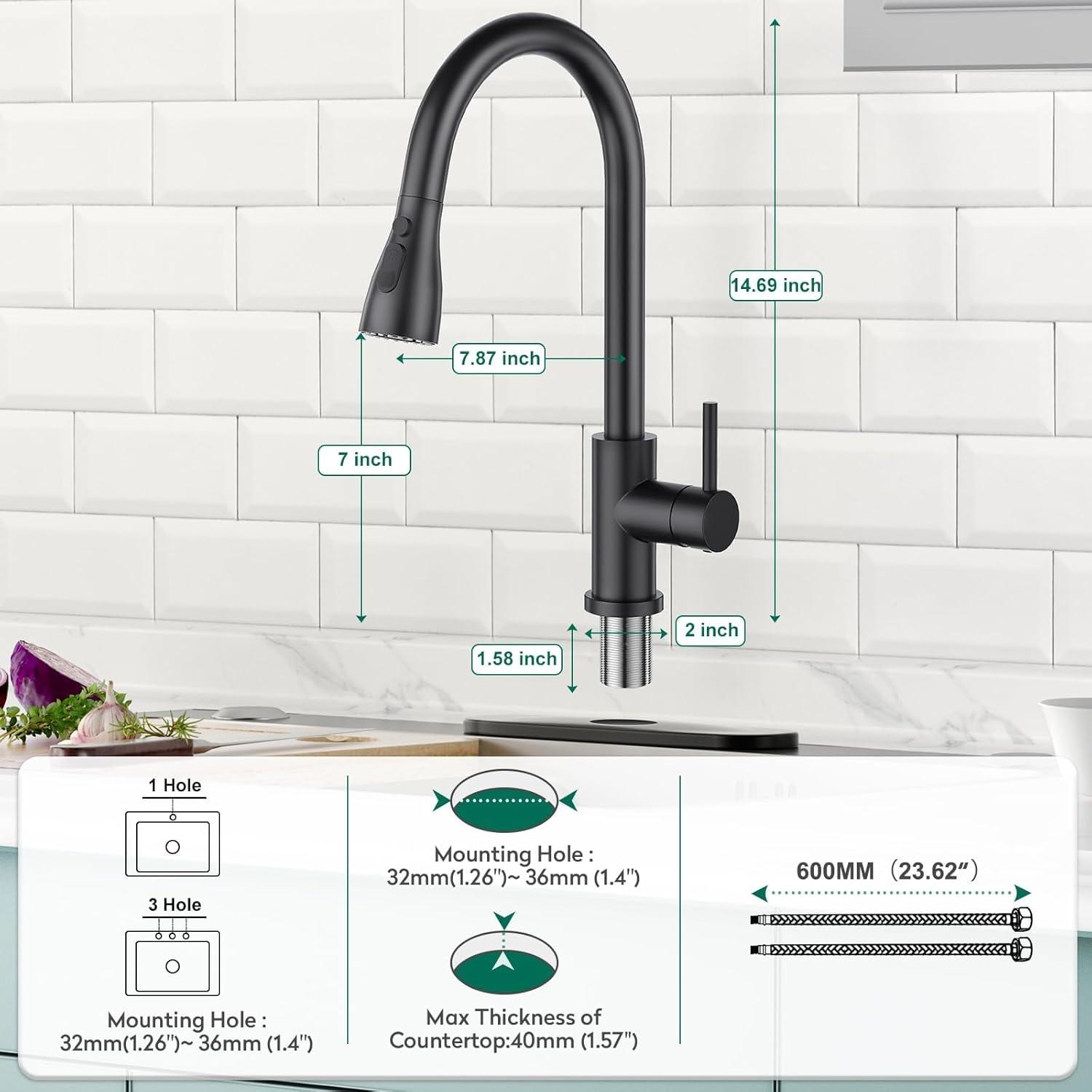 Babevy Pull Down Kitchen Faucet