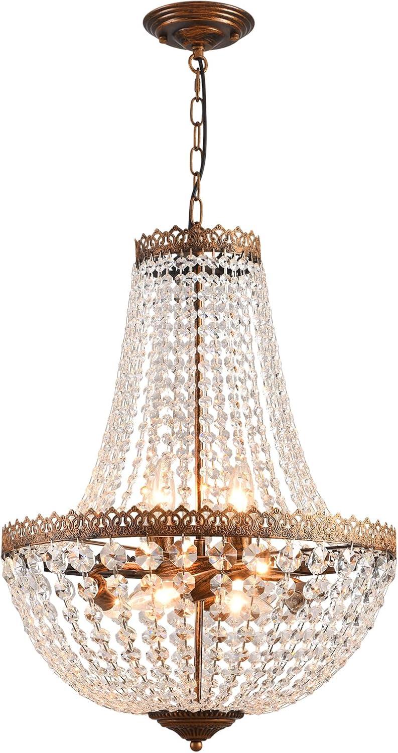 Edvivi Lighting Antique Bronze 6-Light Empire Chandelier with Crystal - Antique Bronze