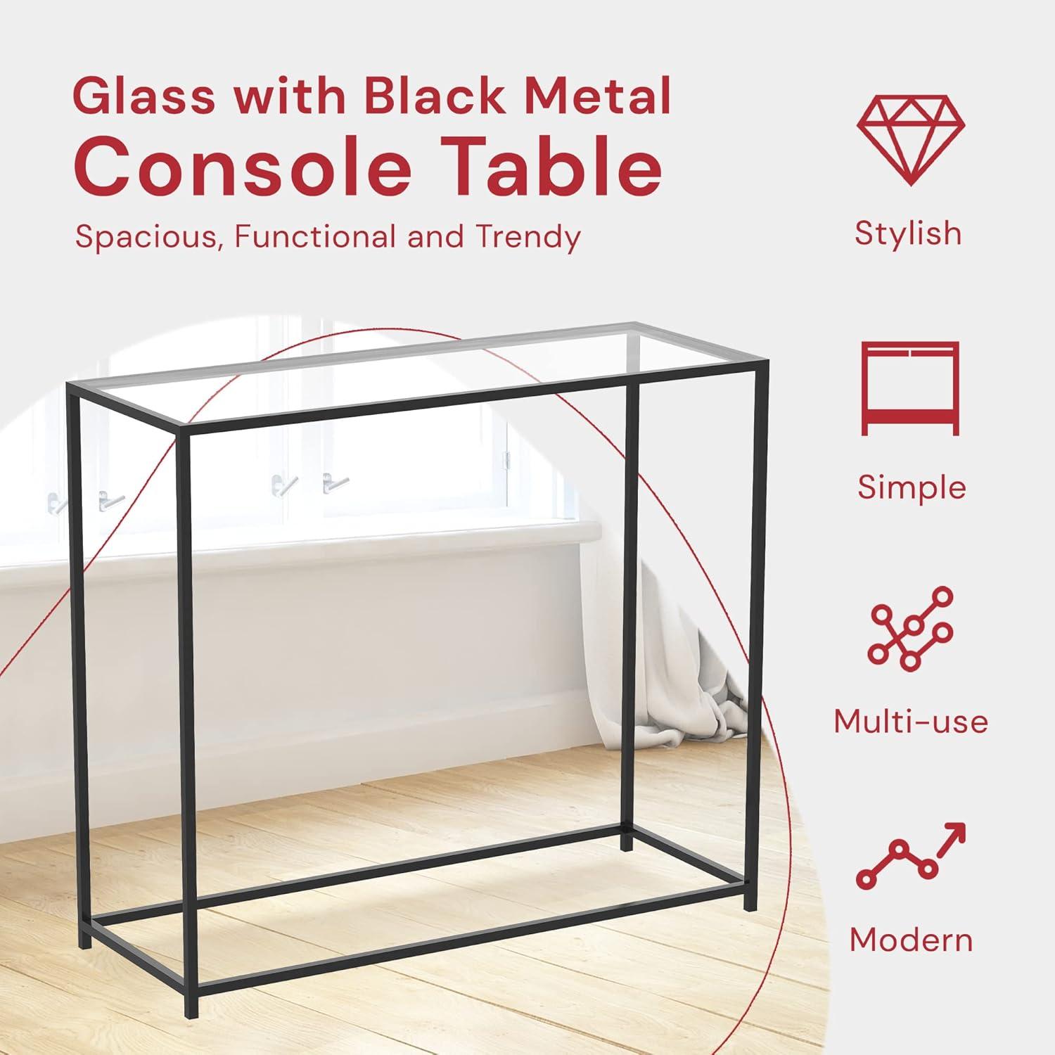 Amora 31'' Glass Top Console Table