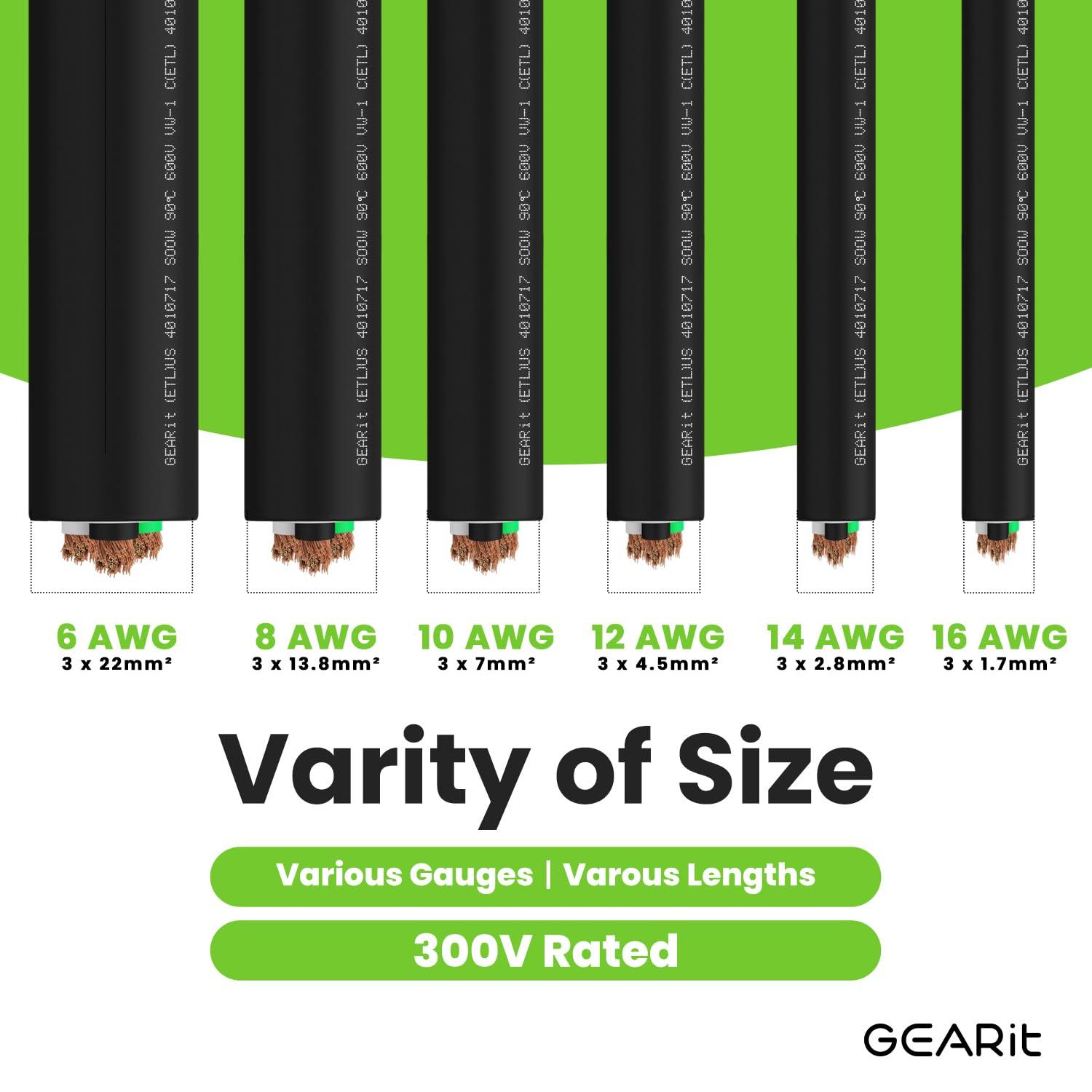 GearIT 14/3 14 AWG Portable Power Cable (50 Feet - 3 Conductor) SOOW 600V 14 Gauge Electric Wire for Motor Leads, Portable lights, Battery Chargers, Stage Lights and Machinery -50ft Electrical Cord