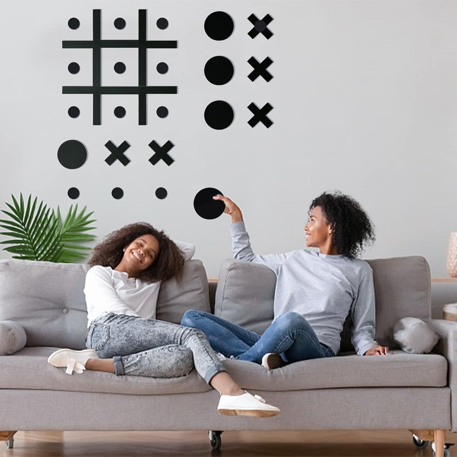 Wood Magnetic Tic Tac Toe Wall-Mount Game Fun Tic