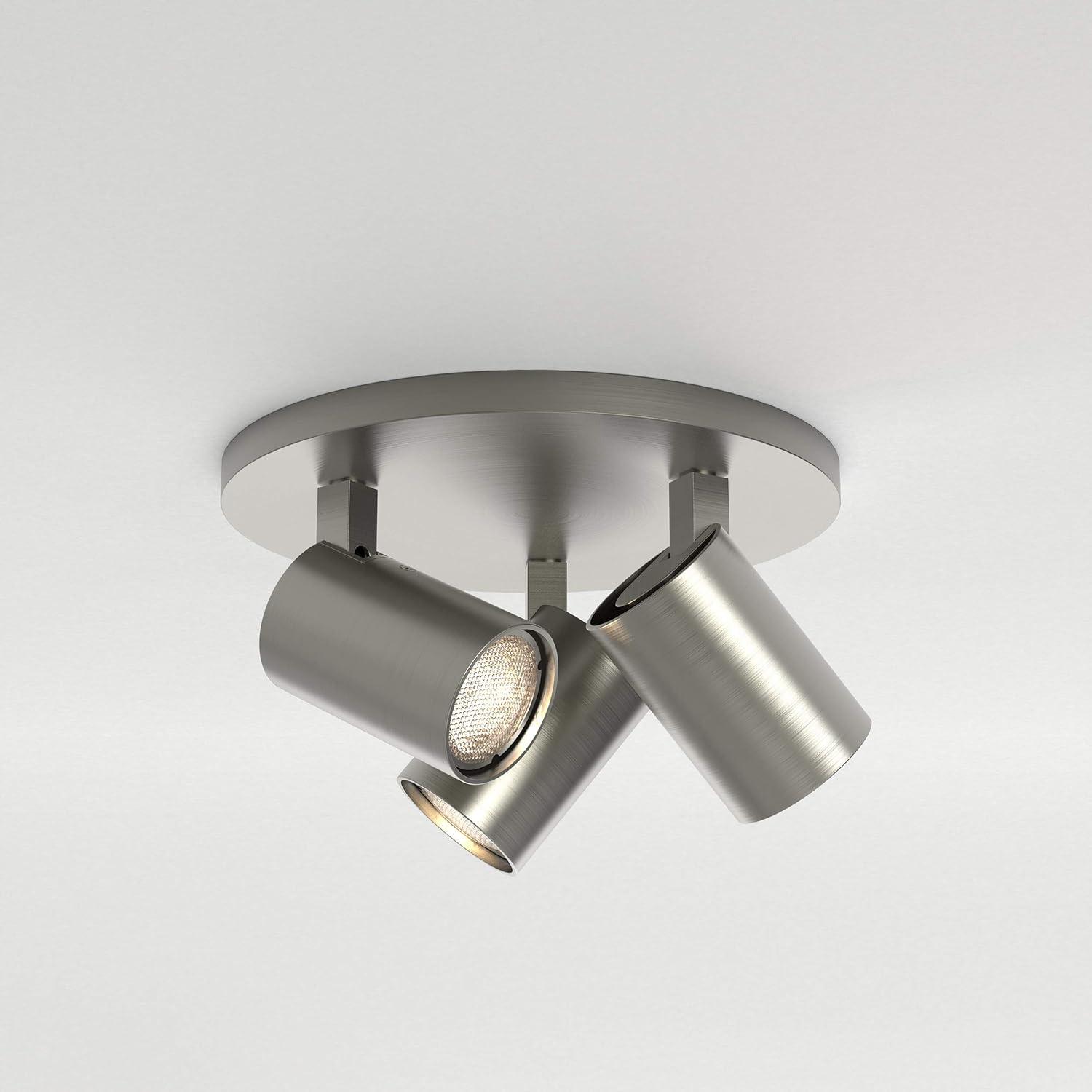 Contemporary Triple Spotlight Ceiling Mount in Matt Nickel